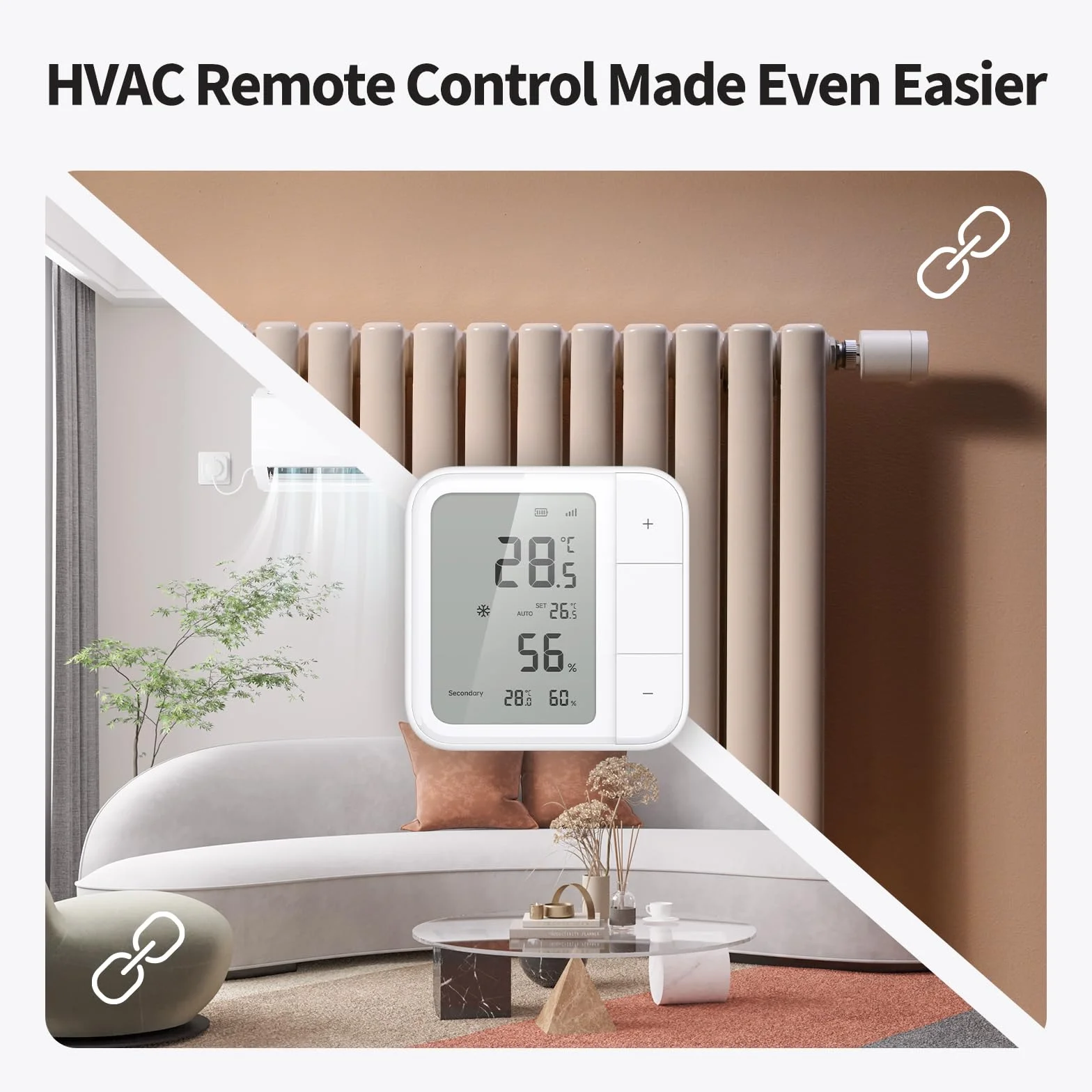 Aqara Thread/Zigbee Wielofunkcyjny czujnik temperatury W100, Temperature & Humidity Monitoring, Bezprzewodowy, Zdalne Sterowanie HVAC, 3 przyciski, Matter, HomeKit, Apple Home, Alexa, Google
