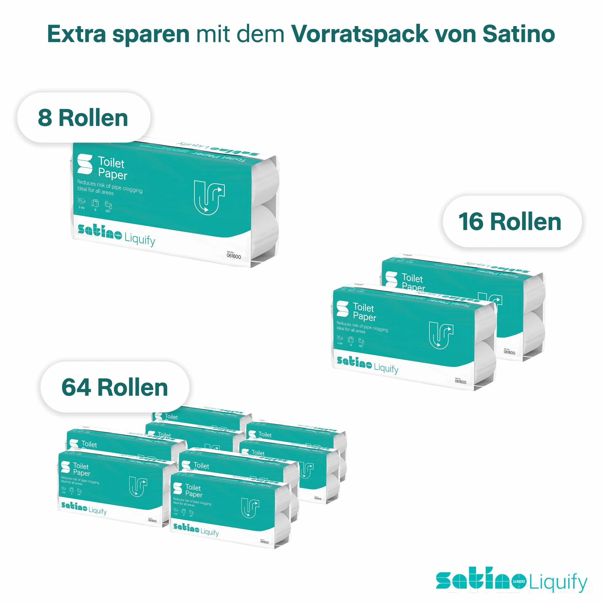 WEPA liquify papier toaletowy, samozpuszczalny – idealny na kemping, do kampera, na zewnątrz, statek wycieczkowy, podróż – 16 rolek po 250 arkuszy 2-warstwowych