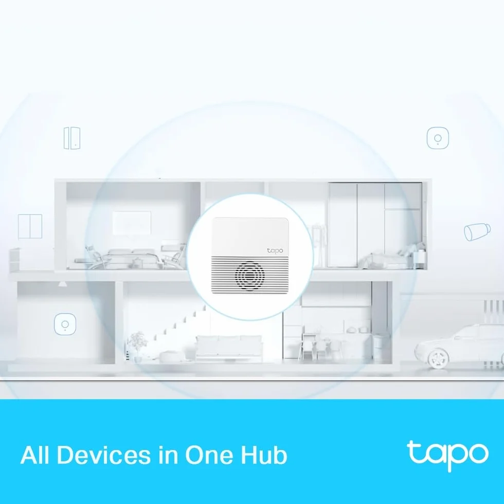 Tapo Smart Hub z dzwonkiem, hubem + alarmem, podłącz do 64+4 urządzeń, 19 opcji dzwonka, nie wymaga okablowania, pamięć MicroSD (do 512 GB), biały (Tapo H200)