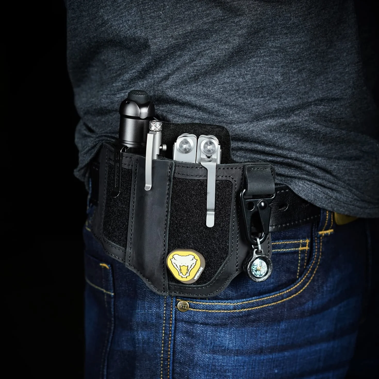 VIPERADE PL3 skórzana pochwa wielofunkcyjna EDC organizer kieszonkowy na pasek