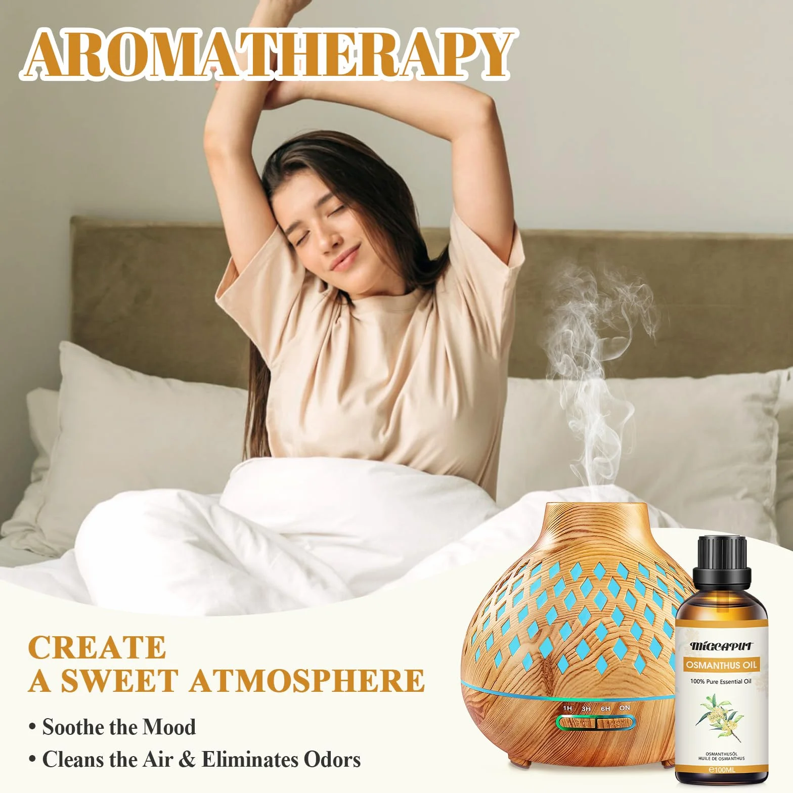 MIGCAPUT Olejek Eteryczny Osmanthus Fragrans 100ML, Olejki do Aromaterapii Premium, 100% Czysty Naturalny Olejki Aromaterapeutyczny do Dyfuzora Nawilżacza, SPA, Masażu, Snu, Mydła