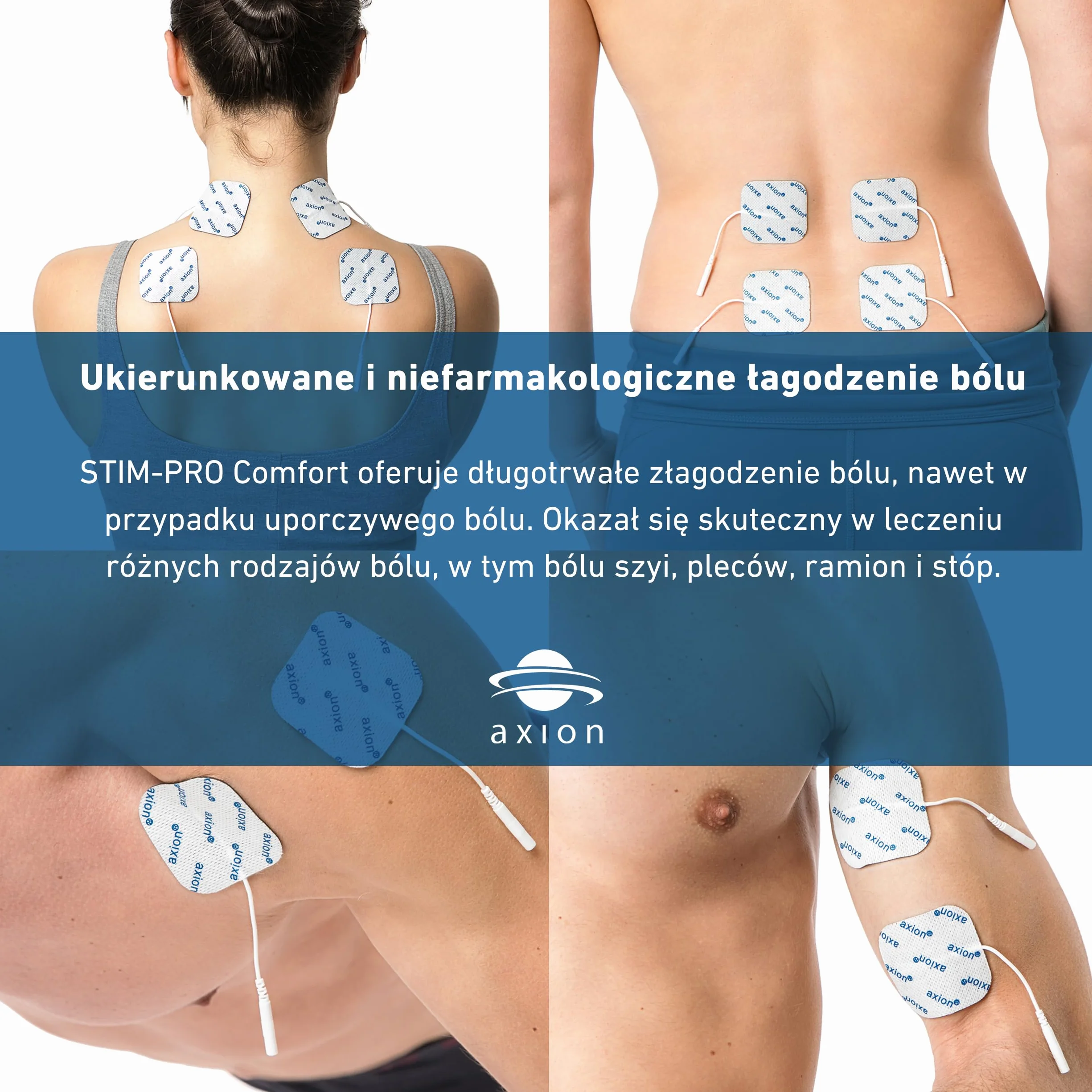 2 kanałowy elektrostymulator tens STIM-PRO Comfort z 4 elektrodami żelowymi