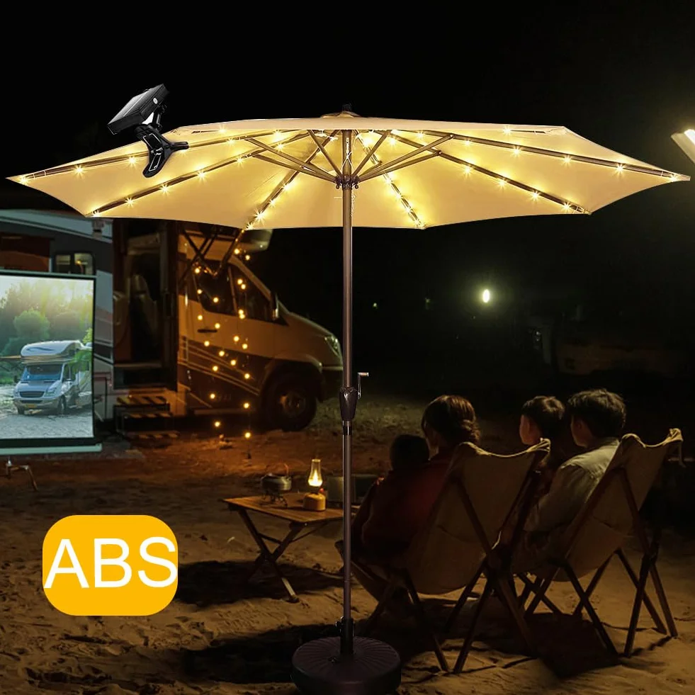 Bezprzewodowy parasol świetlny IP65, wodoodporna lampa kempingowa, 8 trybów oświetlenia, łańcuch świetlny LED, ładowany przez USB, pilot zdalnego sterowania, do namiotu plażowego, kempingu,