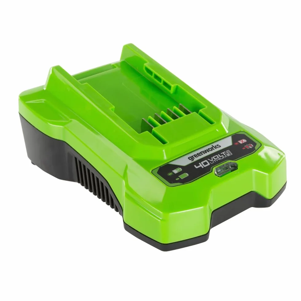 Greenworks Ładowarka 40V 2A - Uniwersalna Ładowarka 40V do Elektronarzędzi i Narzędzi Ogrodowych, Ładuje Akumulator 2Ah w 60 Min, Kompatybilna ze Wszystkimi Akumulatorami 40V, G40C