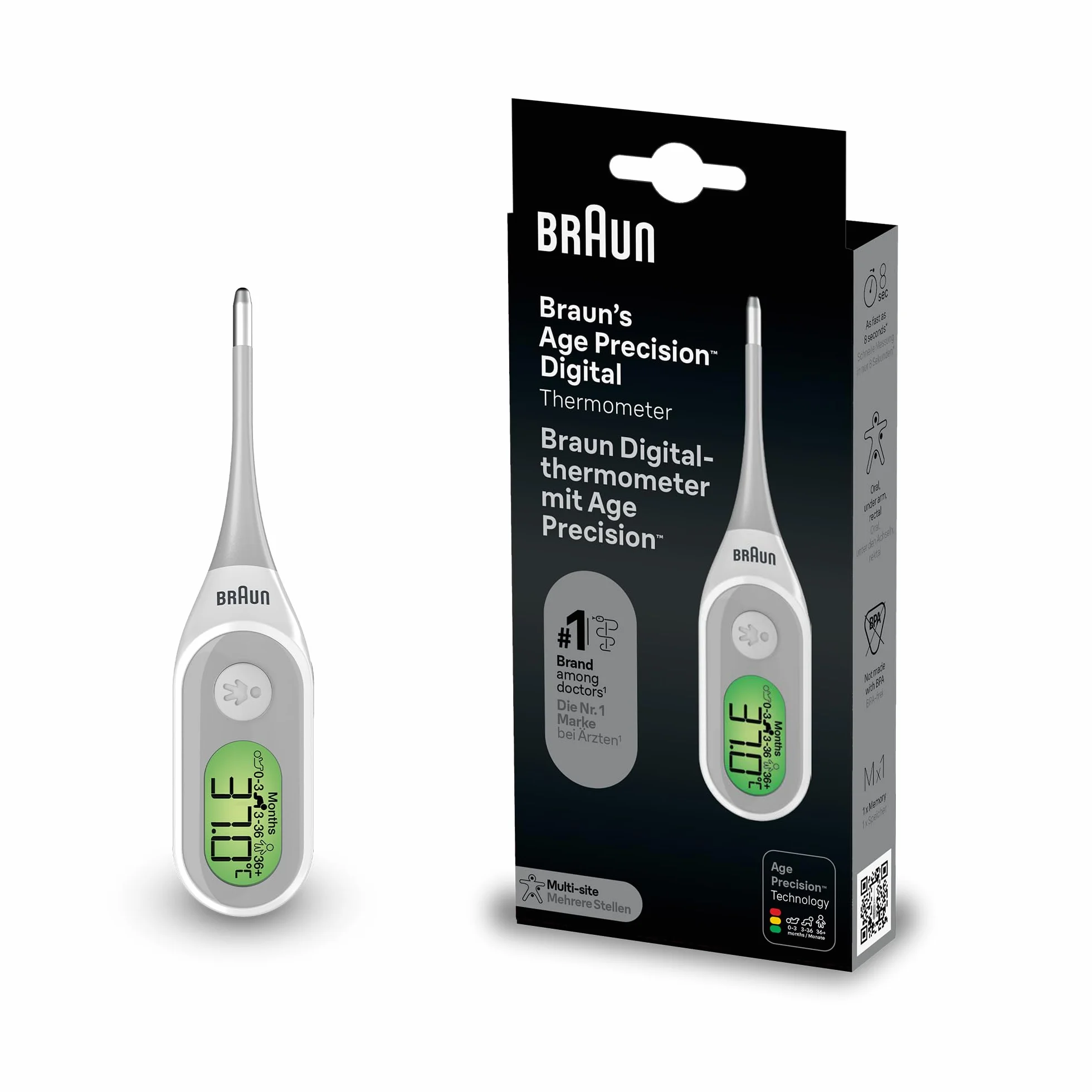 Braun PRT2000EU cyfrowy termometr precyzyjny wiek