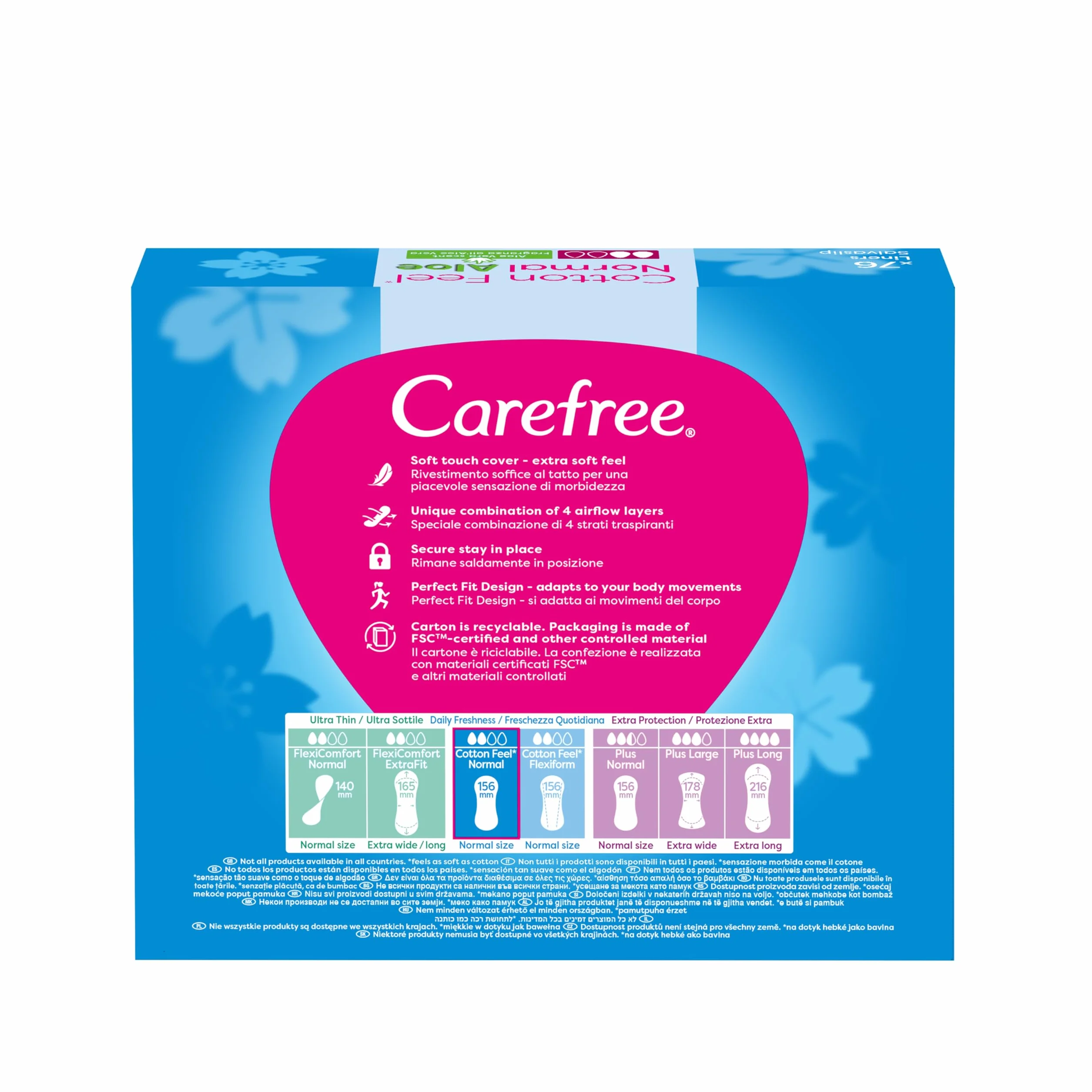 Carefree Cotton Aloe 76 szt. Wkładki higieniczne o zapachu aloesowym