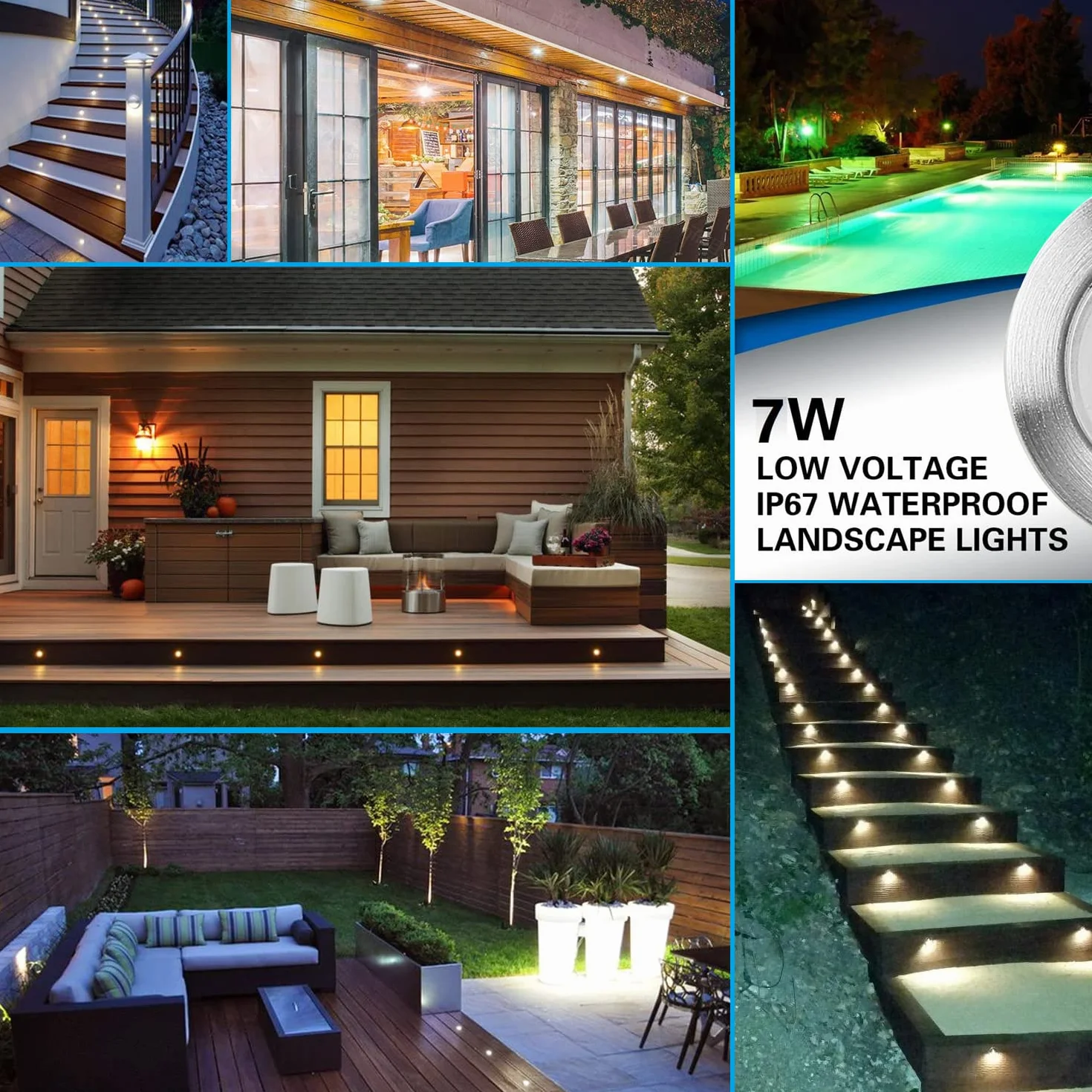 12 x zewnętrzne wpuszczane reflektory LED, wodoszczelne IP67, wpuszczane reflektory tarasowe, drewno sufitowe, 0,6 W DC12V ciepłe białe światło, zestaw mini lampy drogowej
