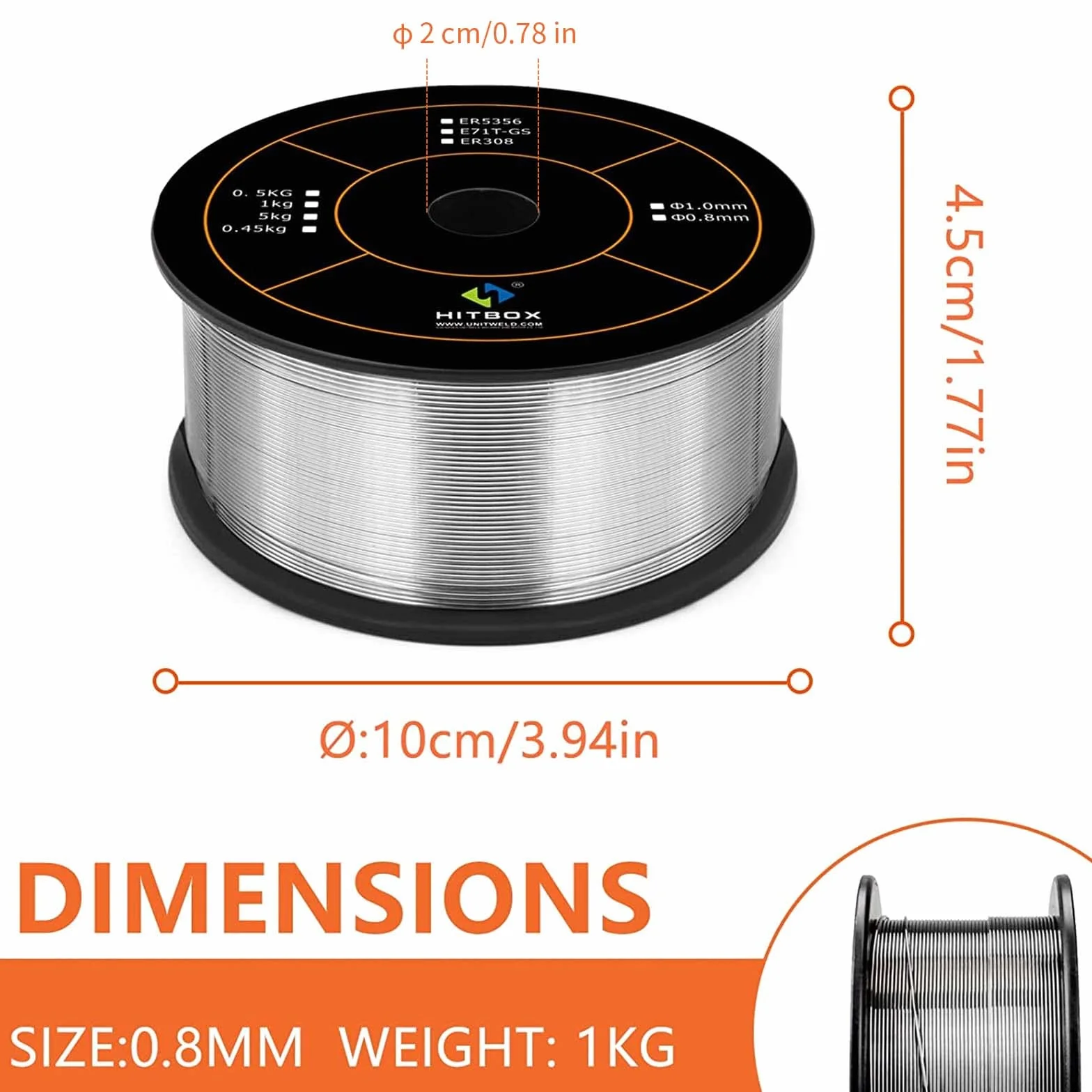HITBOX Drut Spawalniczy Samoosłonowy E71T-GS 0.8mm 1kg do Spawarek MIG Bezgazowy