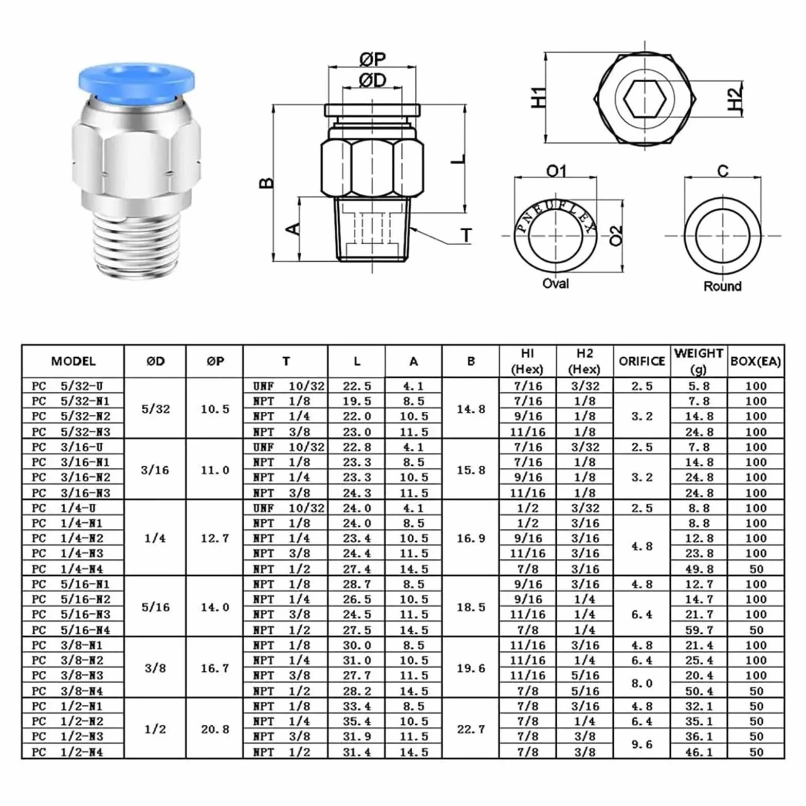 Szybkozłącze Push-In do podłączenia 6mm rura zewnętrzna X 1/4" męski gwint NPT pneumatyczne proste złącza/łącznik(Pack of 25)