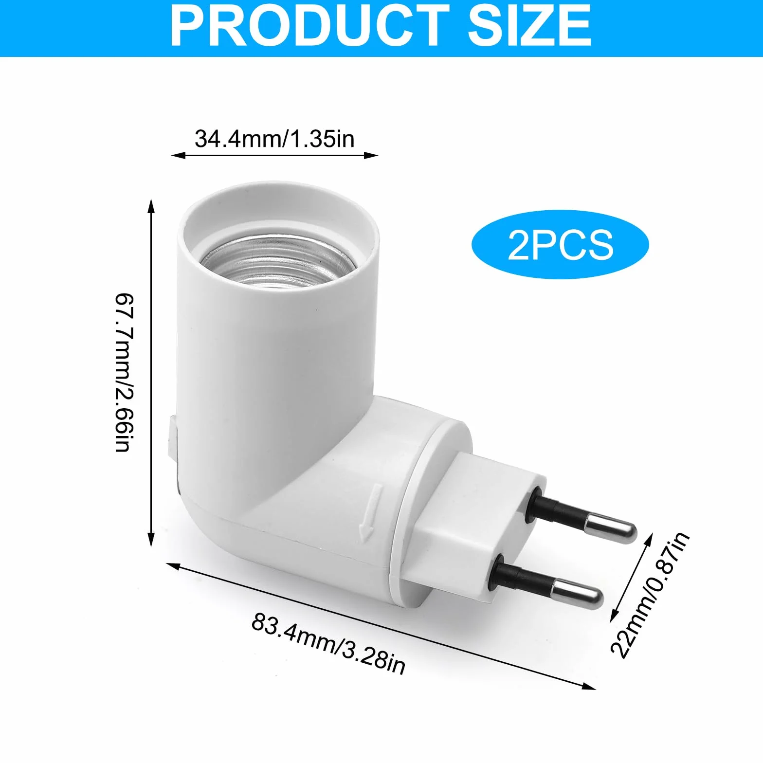 HENGBIRD 2 sztuki oprawek E27 do lampy 360° regulowana oprawa lampy z przełącznikiem, wtyczka EU, gniazdo wtykowe do żarówki, lampy ściennej, adapter cokołowy, lampa kuchenna, konwerter