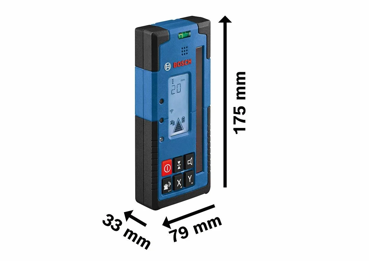 Bosch Professional Odbiornik laserowy LR 60 (uchwyt odbiornika RB 60, 2 baterie AA, zakres pracy: promień do 300 m, idealny do lasera obrotowego GRL 600 CHV)