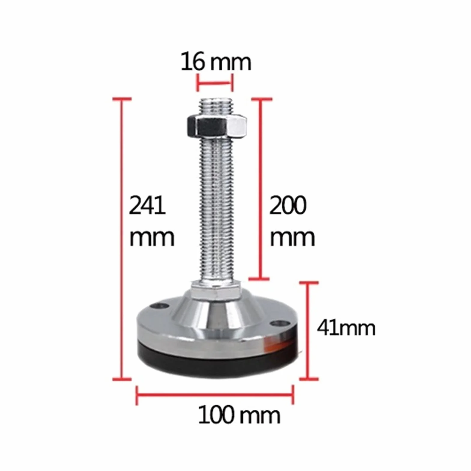 4 szt. Stopki poziomujące ze stali czarnej gumy, śruba odporna na wstrząsy o średnicy 16 mm do stołu warsztatowego maszyny(D120*16 * 150mm)