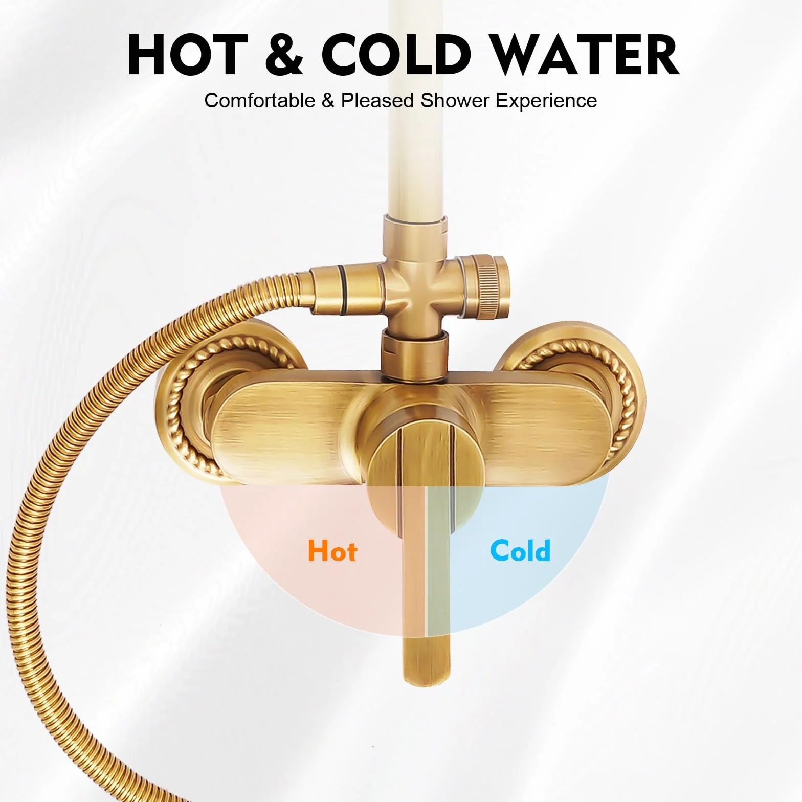 Zestaw prysznicowy w stylu vintage z armaturą, deszczownica 20 cm, system prysznicowy z półką, słuchawka prysznicowa, długi wąż prysznicowy