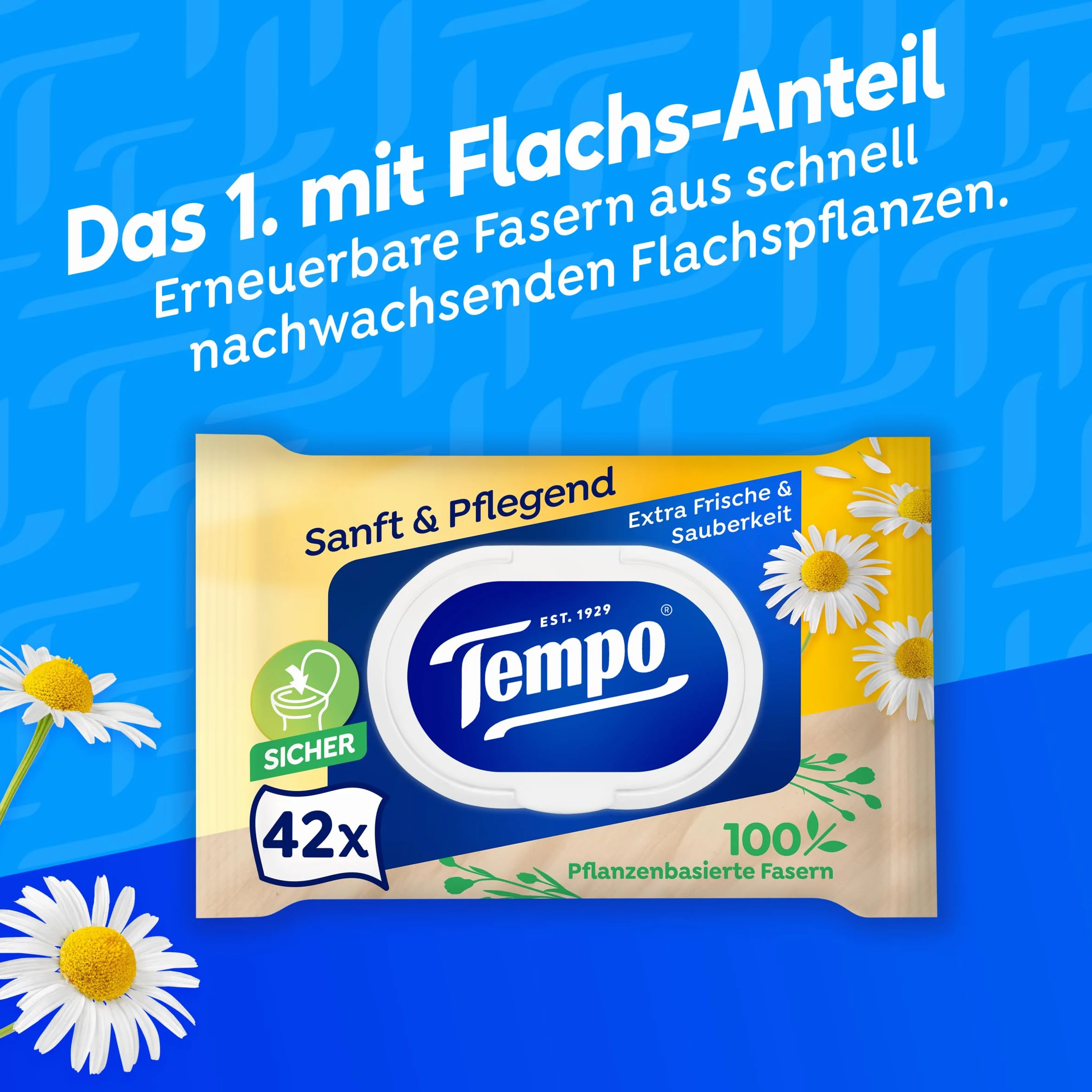 Tempo 836198 Nawilżane Chusteczki Toaletowe, 16 Opakowań