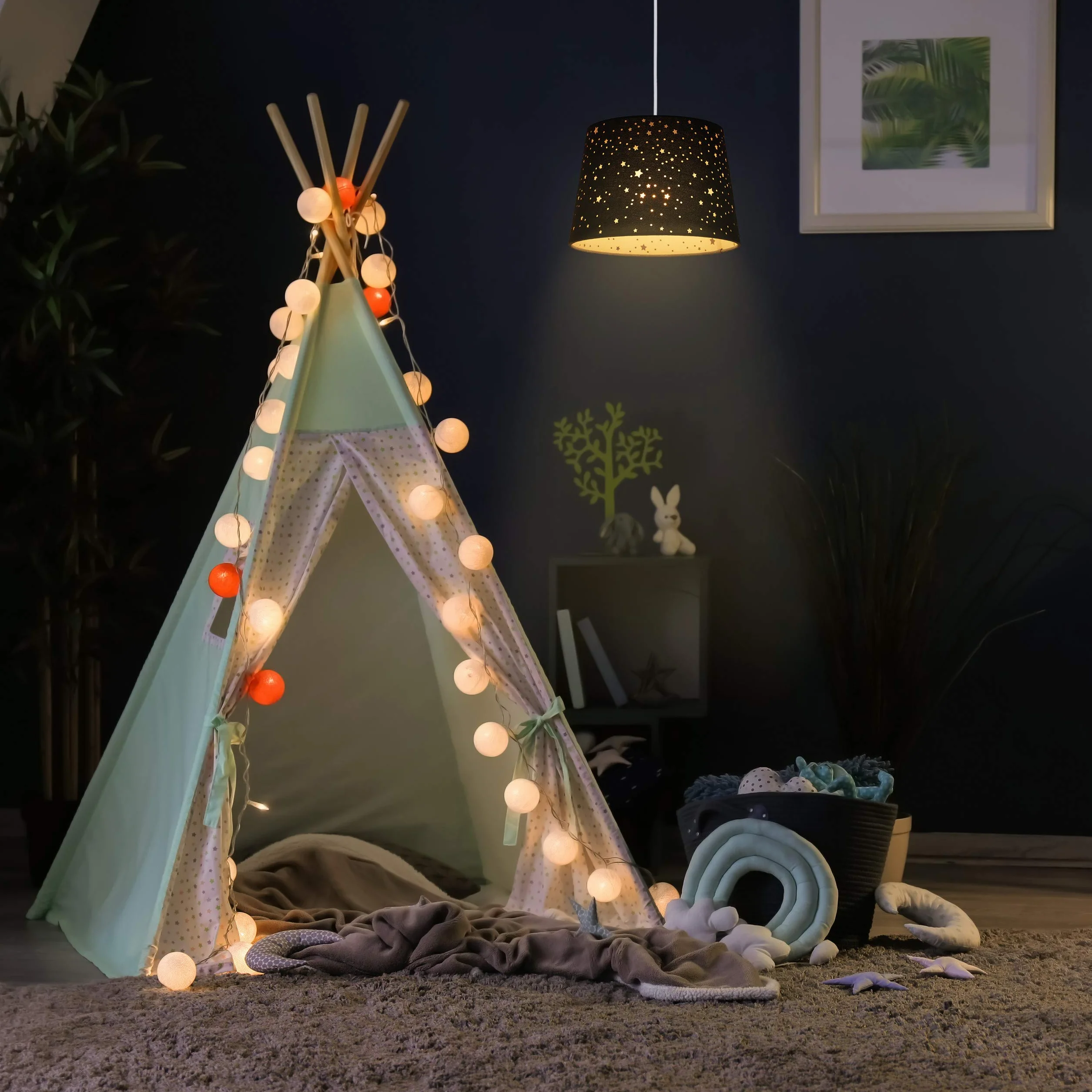 Relaxdays lampa dziecięca gwiazdki wisząca E27 różowa