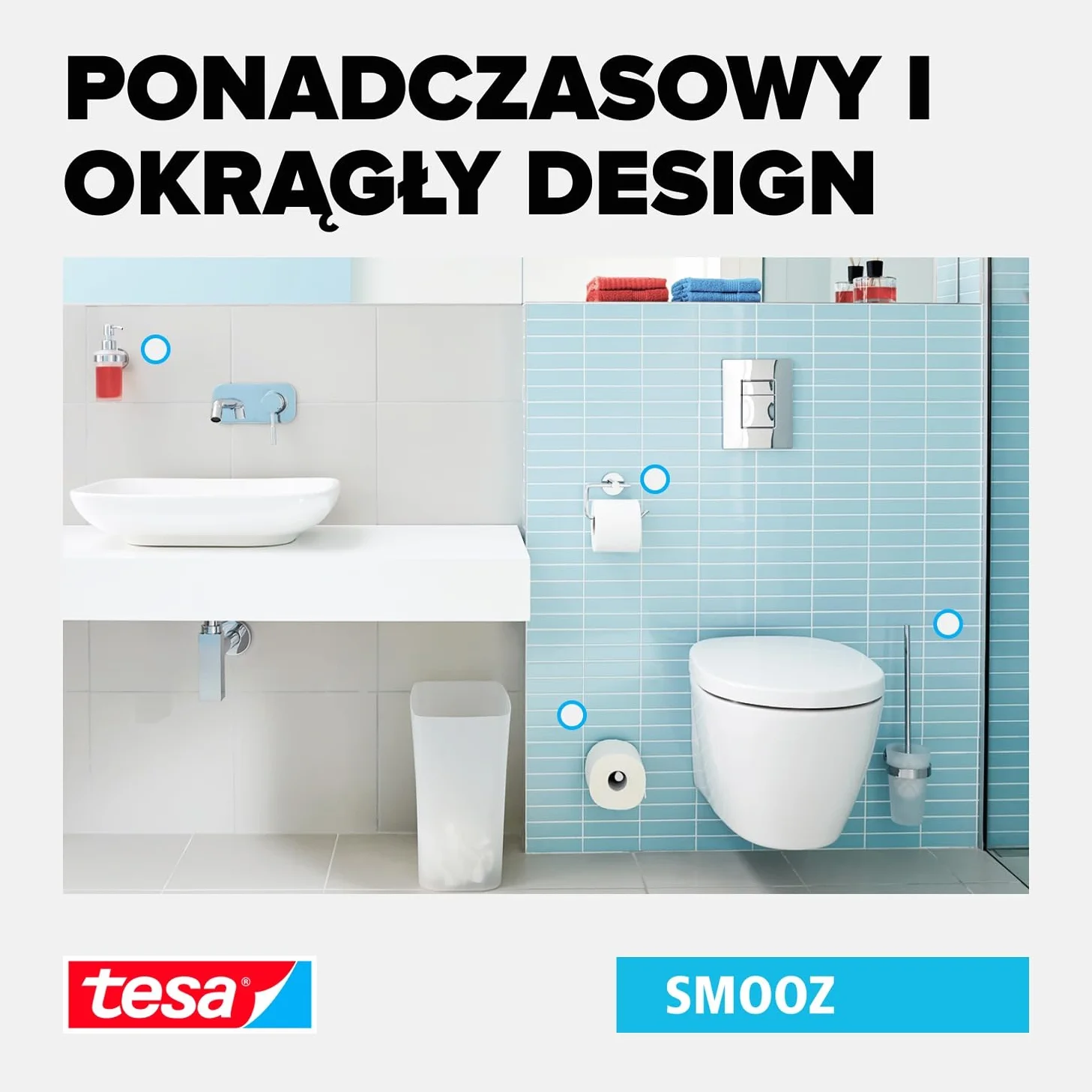 tesa Smooz samoprzylepny dozownik mydła chromowany metal 170x70x126 mm