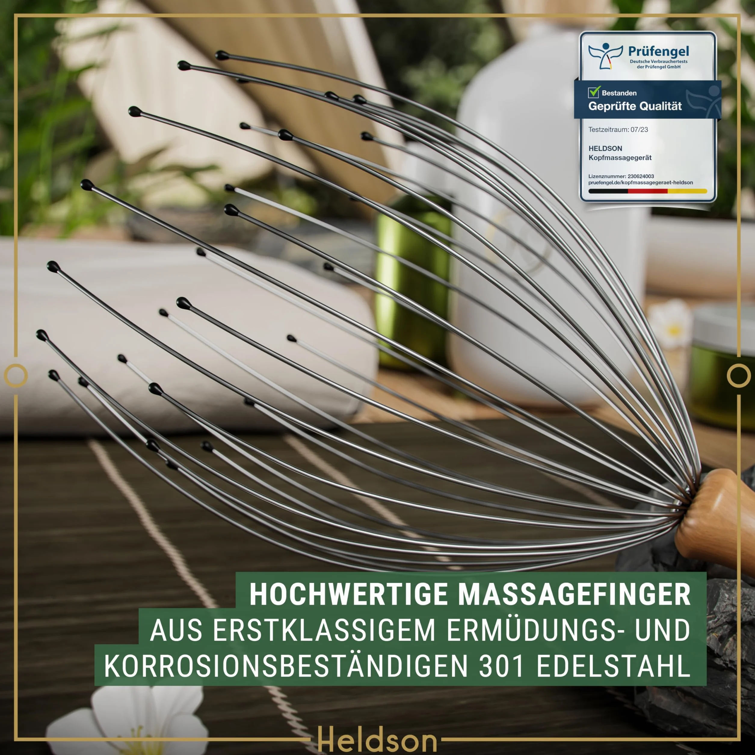 HELDSON® Masażer głowy pająk FSC 100% masażer skóry głowy prezent wellness