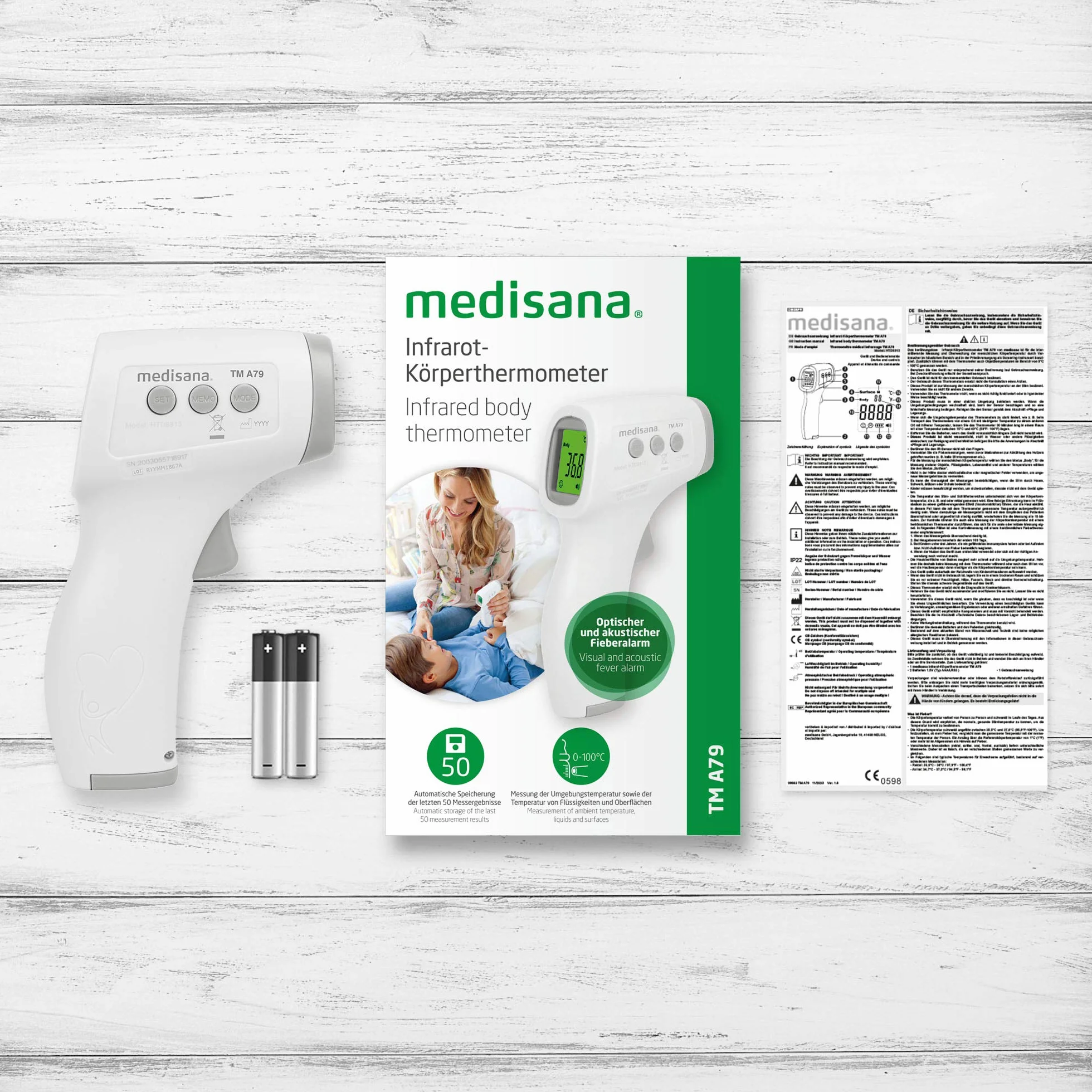 Medisana TM A79 Bezdotykowy Termometr Kliniczny Na Podczerwien Dla Doroslych, Dzieci i Niemowlat, Bialy