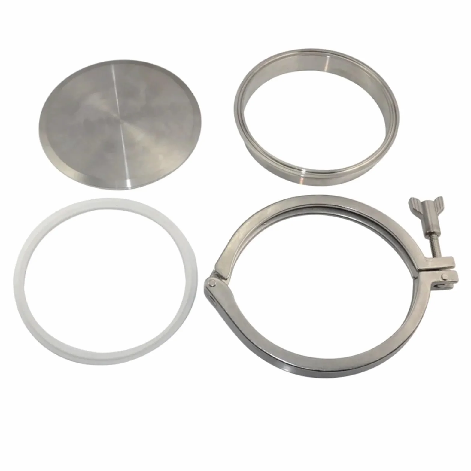 1 szt. OD38-219 mm długość 3,8 cm - 20,3 cm tuleja do spawania rur + zacisk trójzaciskowy + uszczelka PTFE + zaślepka ze stali nierdzewnej 316 pasuje do rur (OD51 mm i 5 cm)