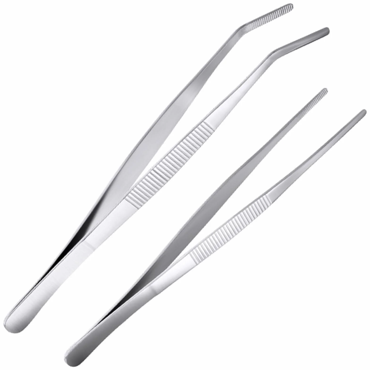 Aililong 2-częściowy zestaw pęsety 14 cm, zakrzywiona i prosta pęseta ze stali nierdzewnej, spiczasta i matowa, antypoślizgowa, uniwersalna, do elektroniki, prac laboratoryjnych i zwierząt wodnych