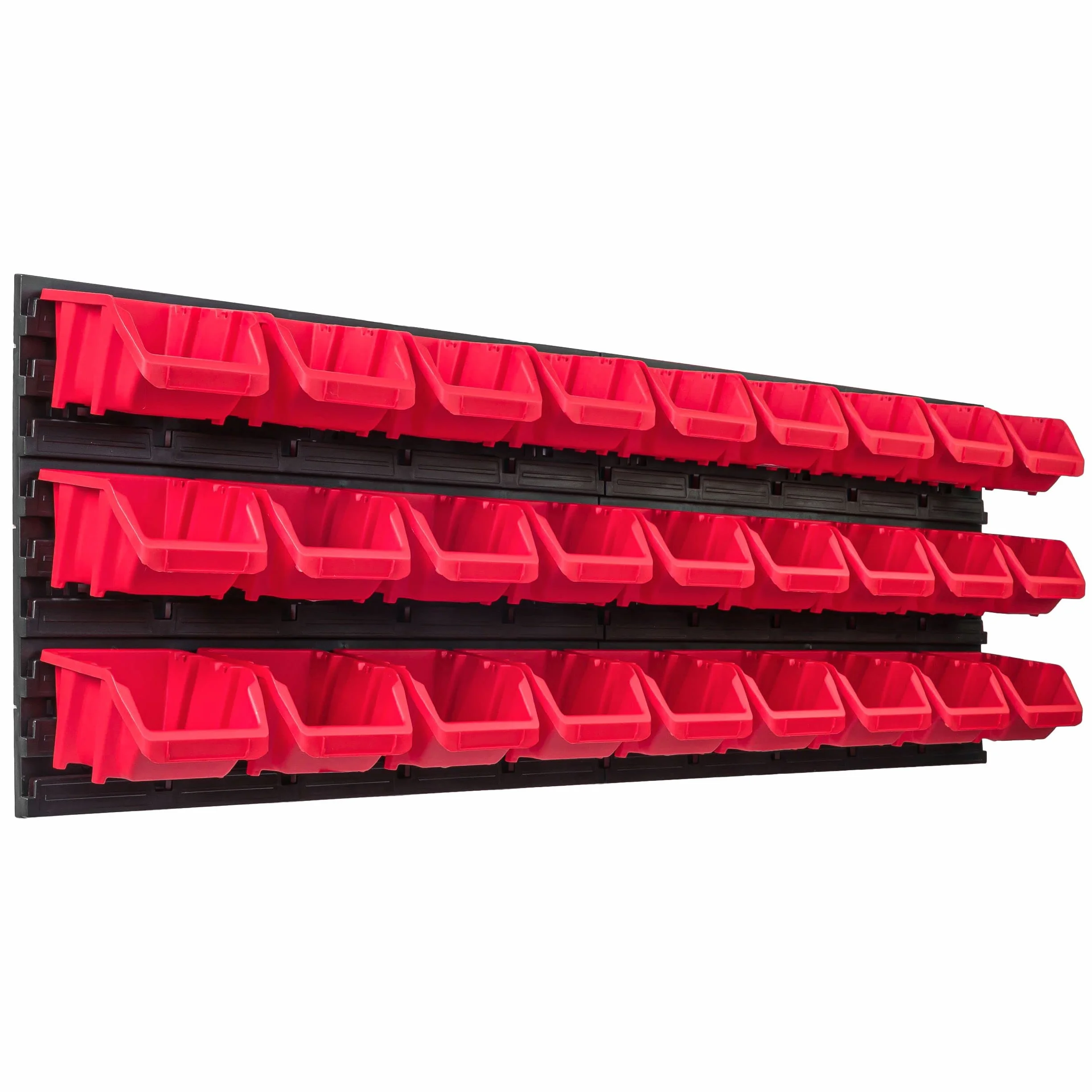 Regał warsztatowy ścienny z pojemnikami 115x39 cm 27 szt. system magazynowy