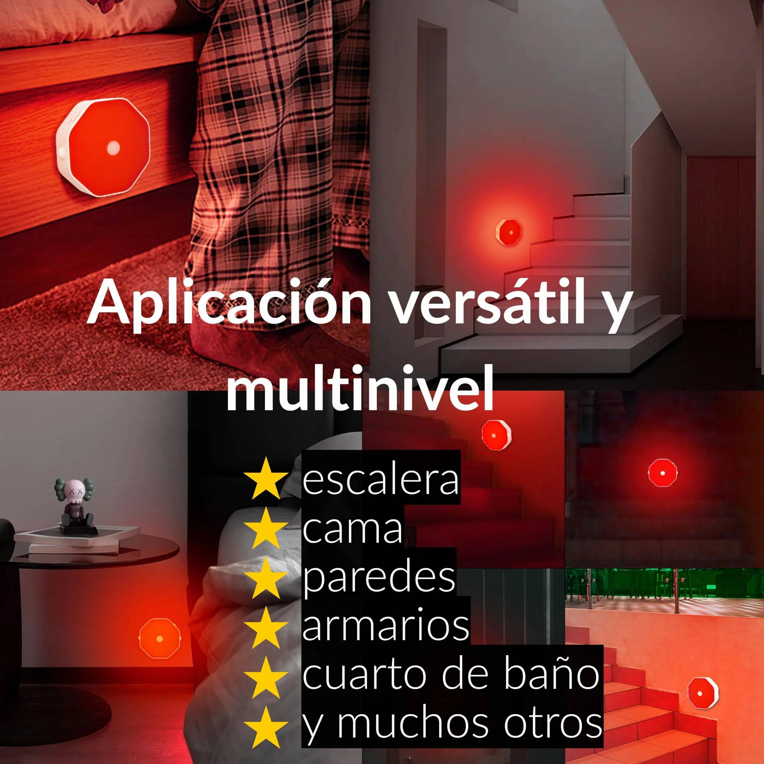 Toys4Boys Czerwona lampka nocna z czujnikiem ruchu, magnetyczna lampa LED, idealna jako lampka do czytania z baterią 1000 mAh, ładowalna przez USB-C, możliwość ściemniania, do pokoju dziecięcego lub