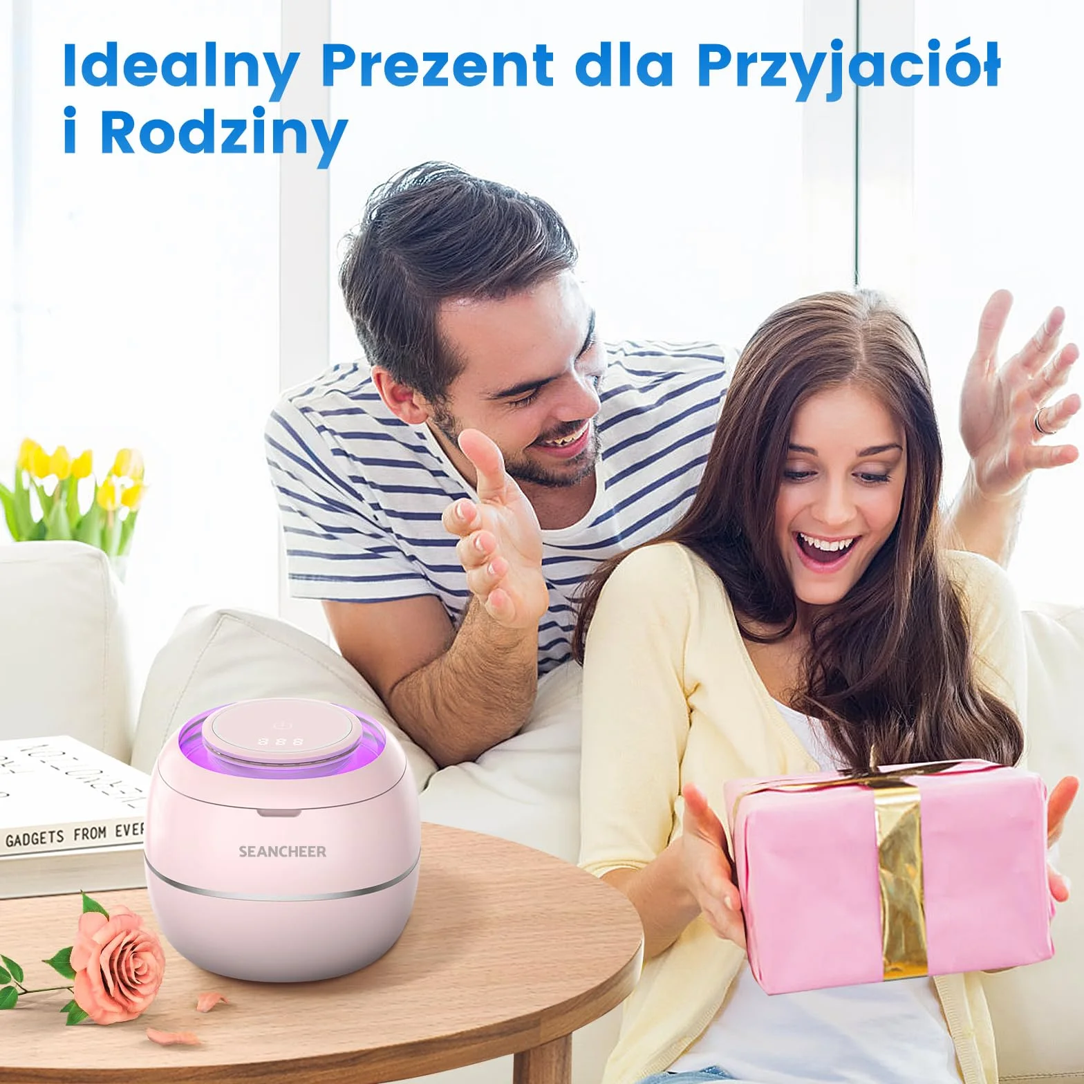 SEANCHEER Urządzenie Do Czyszczenia Ultradźwiękowego | 48000Hz | 24W | 180ML | Czyścik Ultradźwiękowy z lampą UV Do | Protez | Retainerów | Alignerów | Szyn Zębowych | Biżuterii | (Różowy)