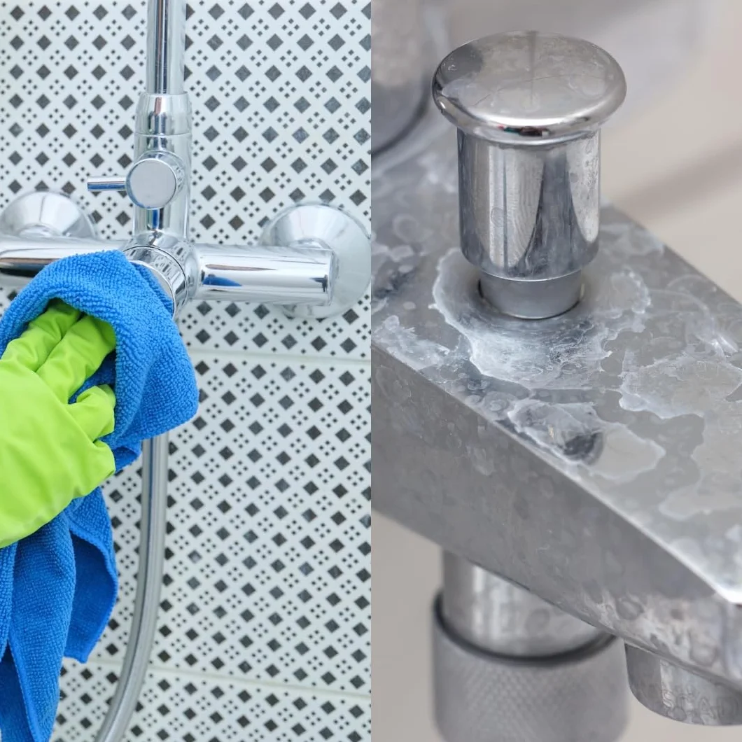 Czyste szyby prysznicowe - D-Lux powłoka hydrofobowa + Odkamieniacz do łazienki Zestaw czyszczący szkło prysznicowe