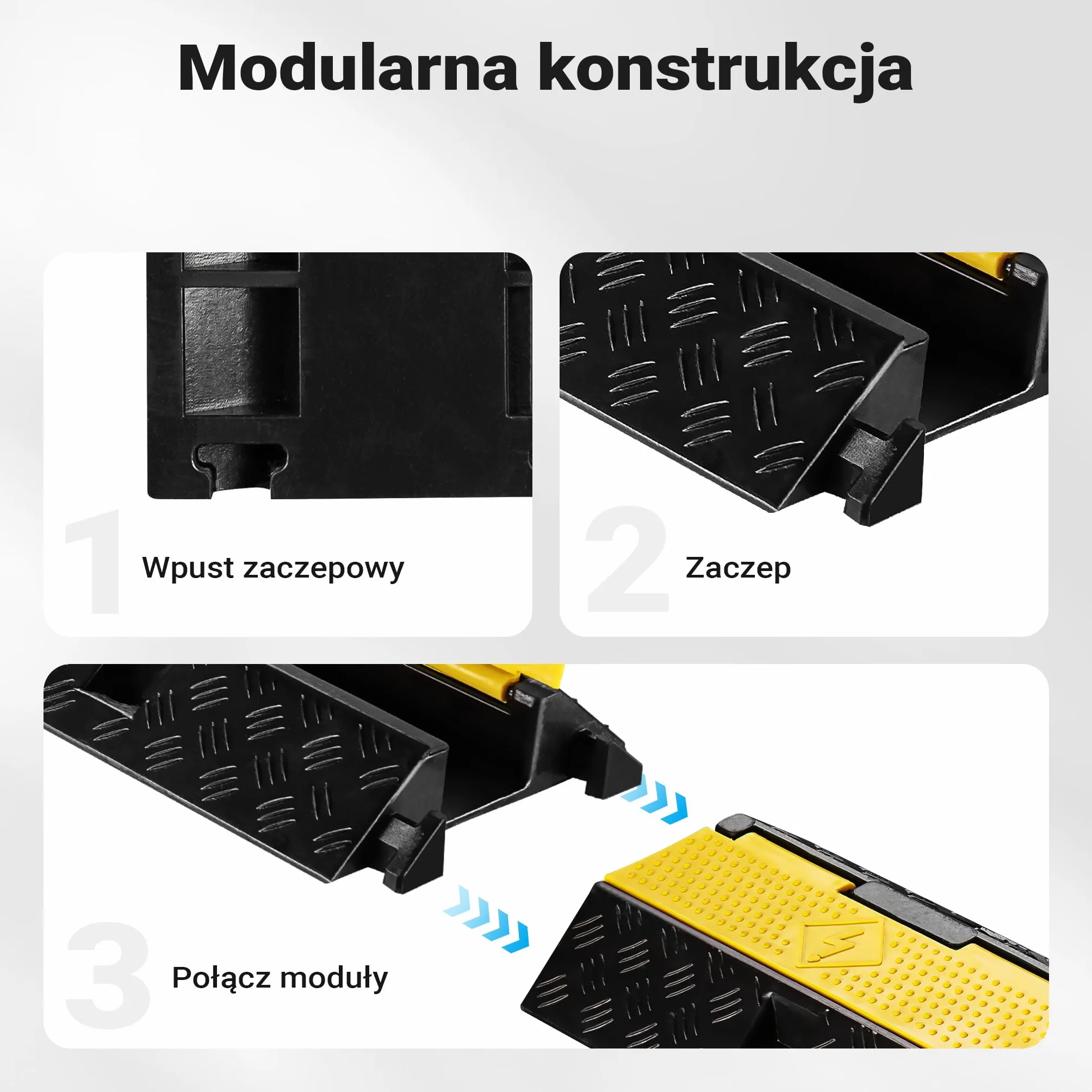 Wiltec Most kablowy 98 x 26 x 6,5 cm, najazd progowy o nośności do 15 t, pomost kablowy ochronny do 30 km/h, osłona przewodów wykonana z polipropylenu i gumy