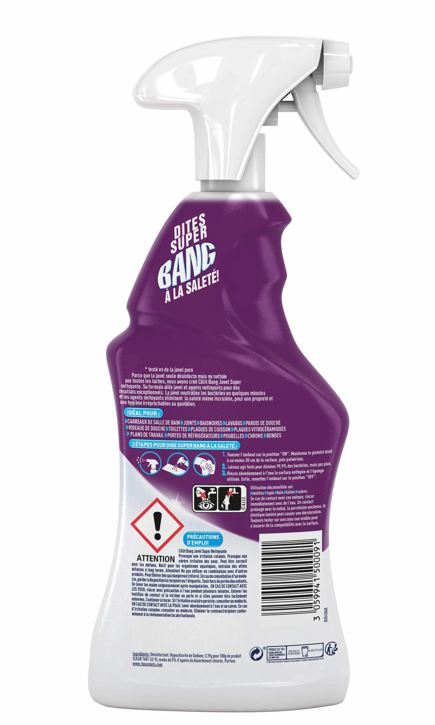 Cillit Bang Masywny pistolet do czyszczenia wapna, zestaw 4 x 750 ml