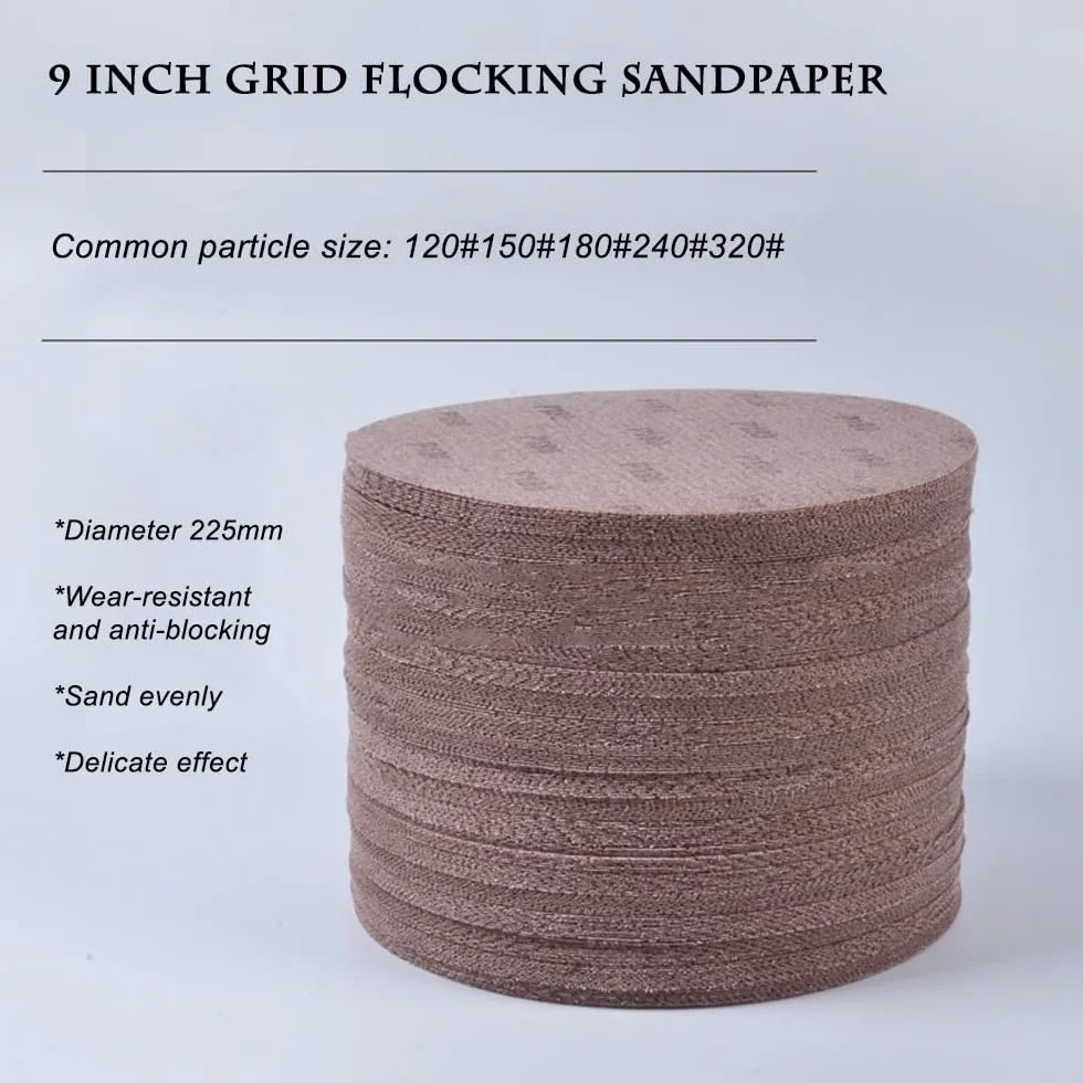 Siatkowe tarcze ścierne z rzepem, zestaw 50 sztuk, 225 mm, ziarnistość 80-800, papier ścierny o grubości 9 cali, arkusze do szlifierek oscylacyjnych, długą szyjką, płyt gipsowo-kartonowych(120grit)