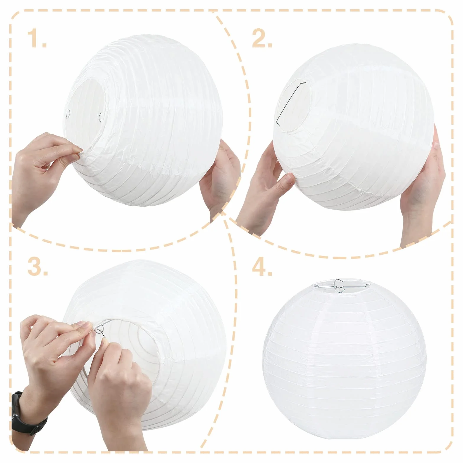 10 sztuk papierowych lampionów, białe lampiony z 10 sztukami białych diod LED, ciepłe białe światło, latarnia, abażur na wesele, imprezę, urodziny, dekoracja