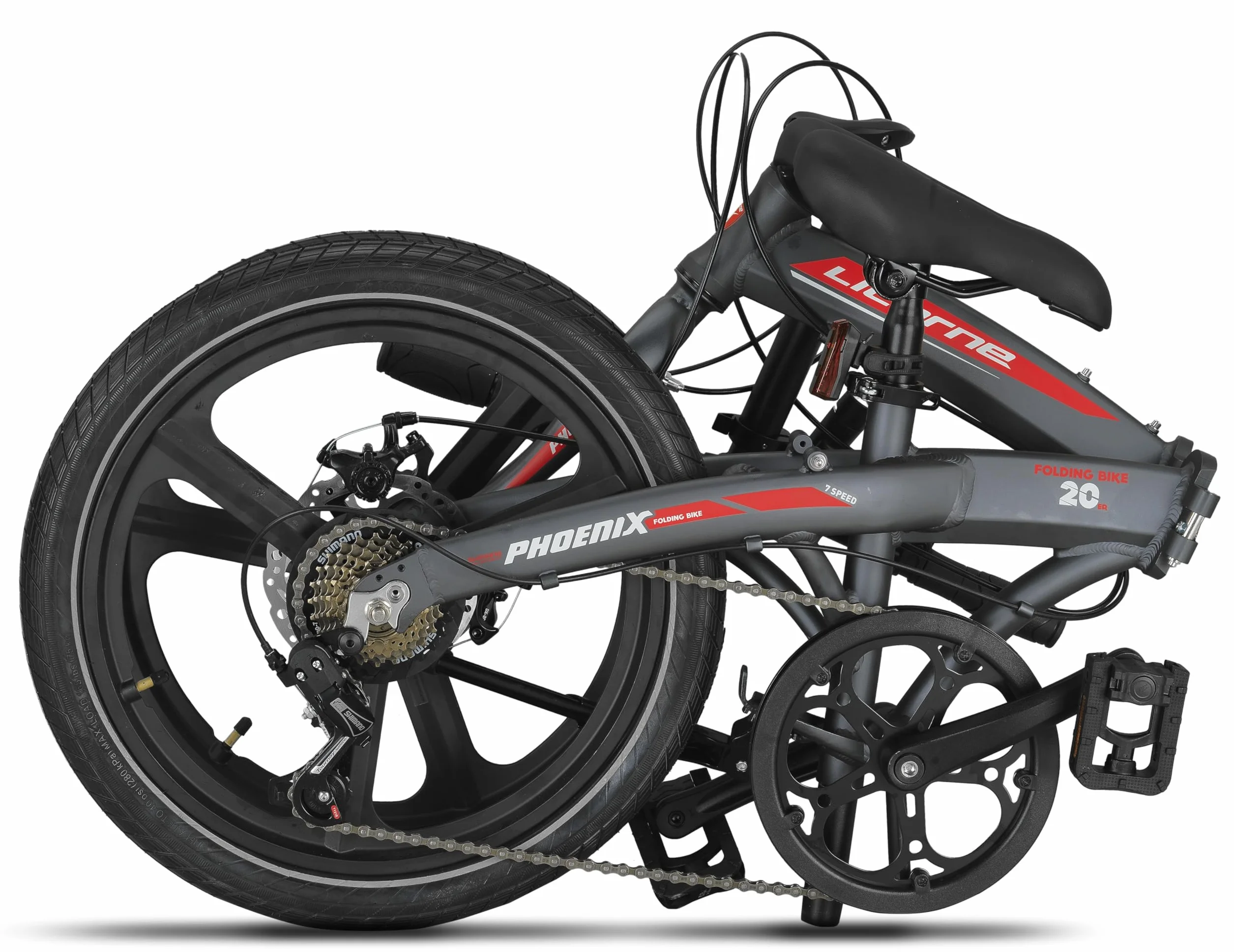 Licorne Bike Phoenix składany rower 2D Cross 20", aluminiowy, hamulec tarczowy, hamulec tarczowy, rower składany, dla mężczyzn i kobiet, 7 biegów, składana przerzutka miejska, aluminiowa rama
