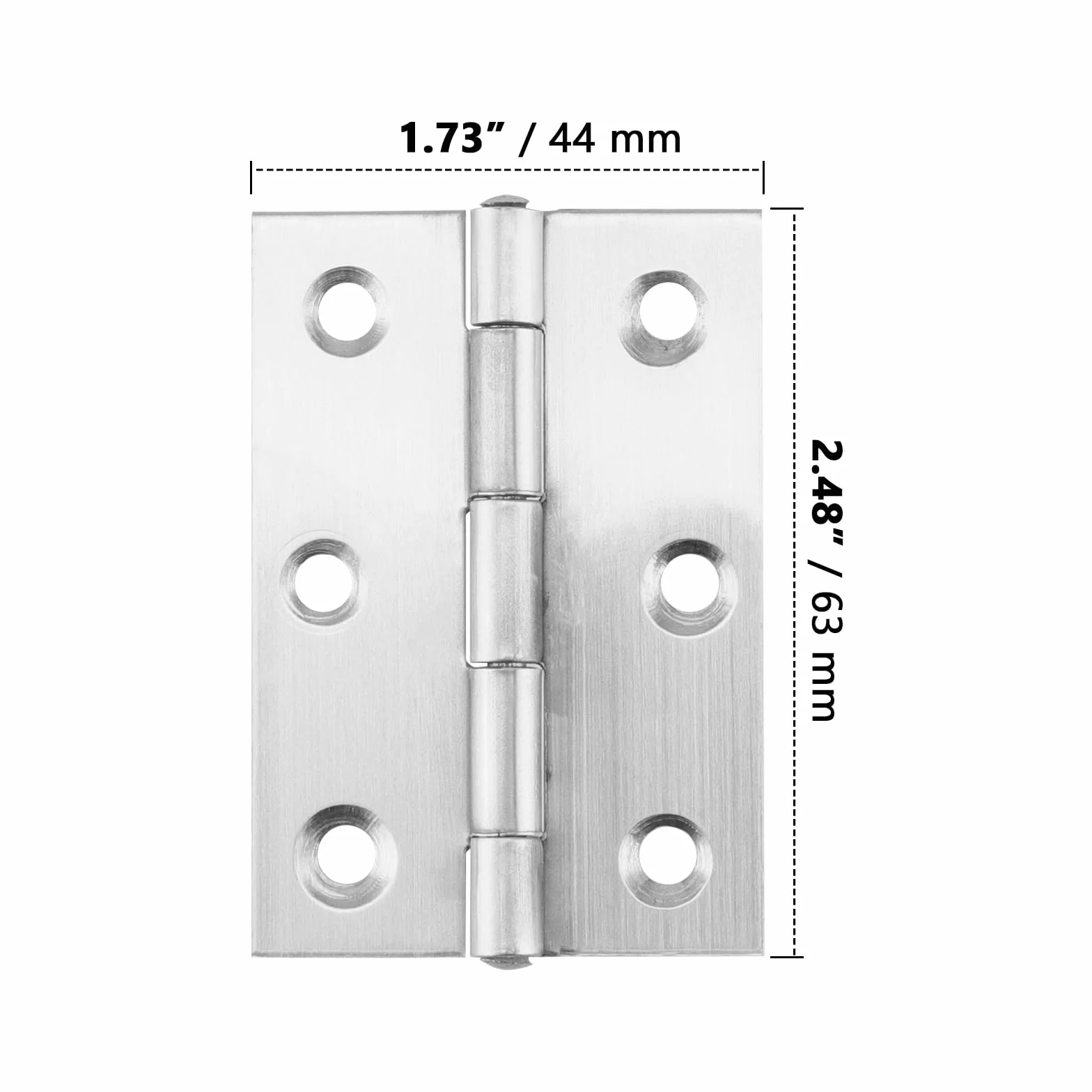 ZOENHOU 16 sztuk zawiasów ze stali nierdzewnej, 63 x 44 mm, zawiasy drzwiowe, sk?adane zawiasy fortepianowe, zawiasy drzwiowe, z??cze wtykowe z 96 ?rubami do szafek, okien, drzwi