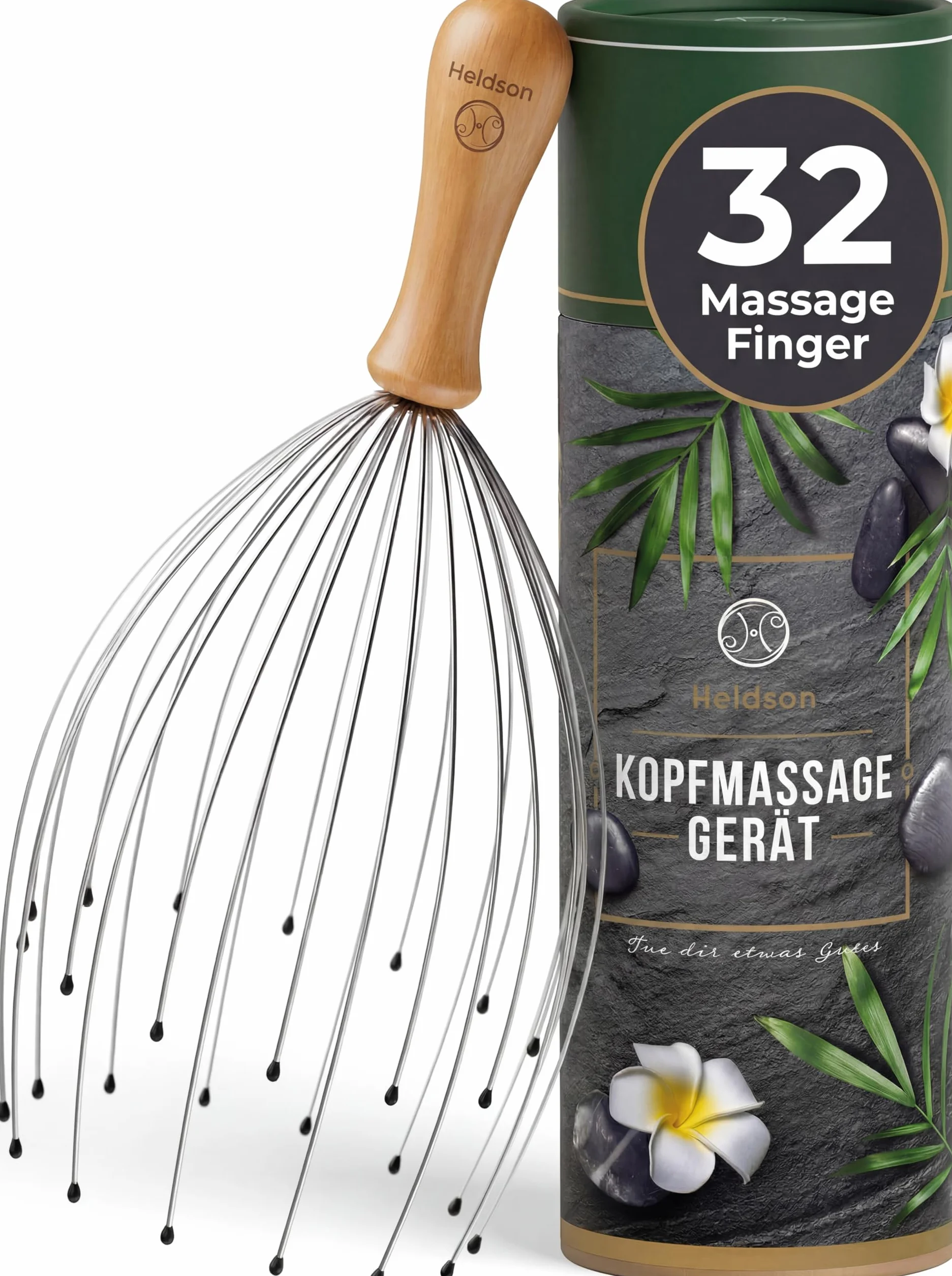 HELDSON® Masażer głowy pająk FSC 100% masażer skóry głowy prezent wellness