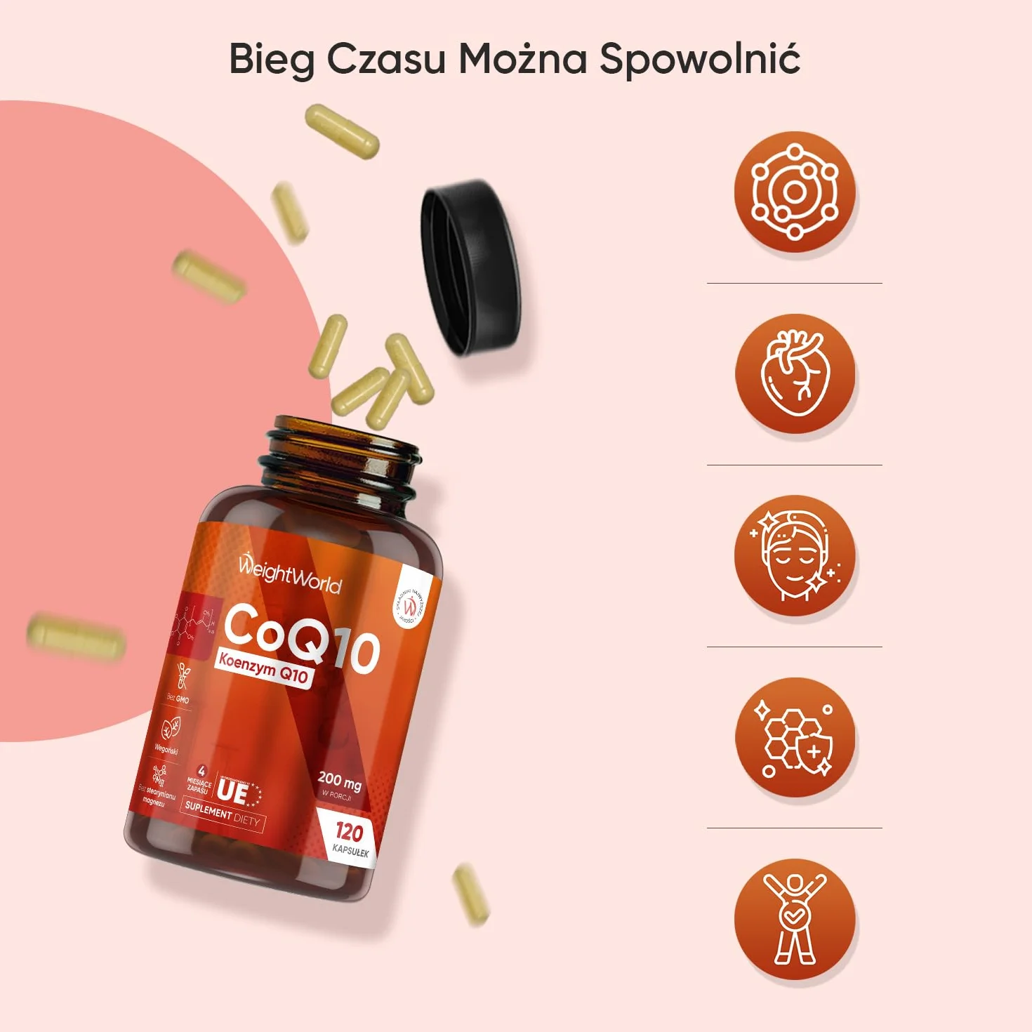 Koenzym Q10 200 mg 120 kapsułek wegańskich ubichinon CoQ10 bez glutenu