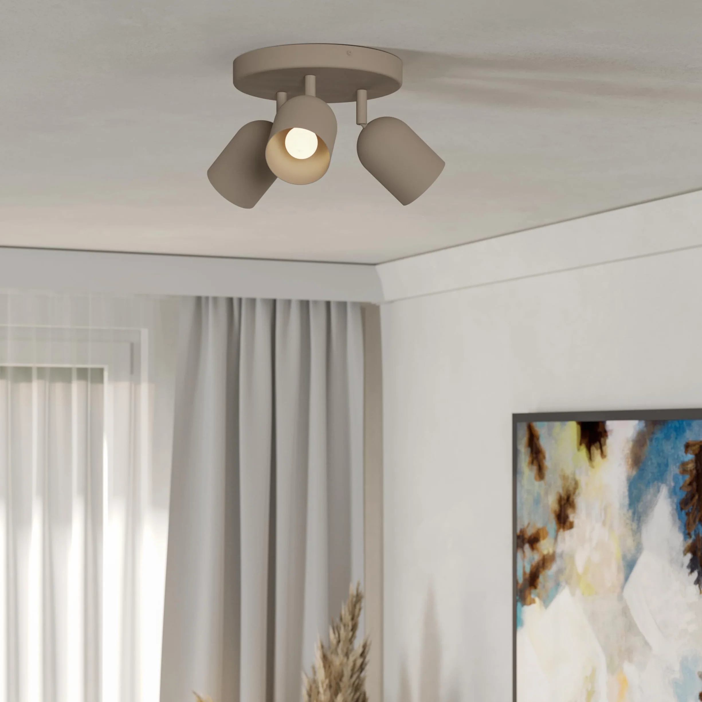 EGLO Tilston lampa sufitowa, 3-żarówkowa reflektor sufitowy do salonuowa oprawa podsufitowa ze stali w kolorze piasku E14