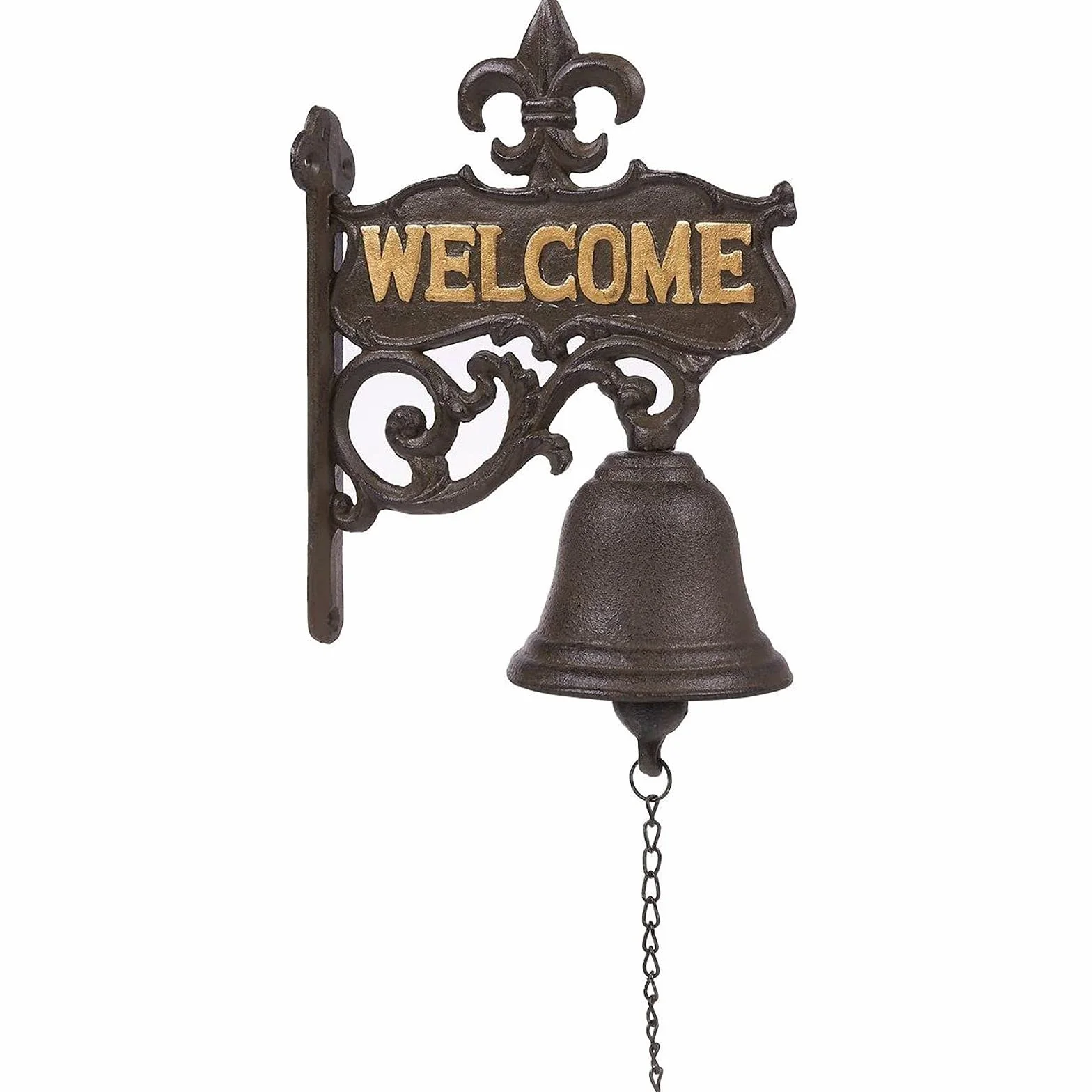 Żeliwny dzwonek - "Welcome" dzwonek do drzwi wejściowych, antyczny dzwonek do drzwi wejściowych, wnętrze, dekoracja zewnętrzna, czarny - 6,7 x 23 cm x 2 cm