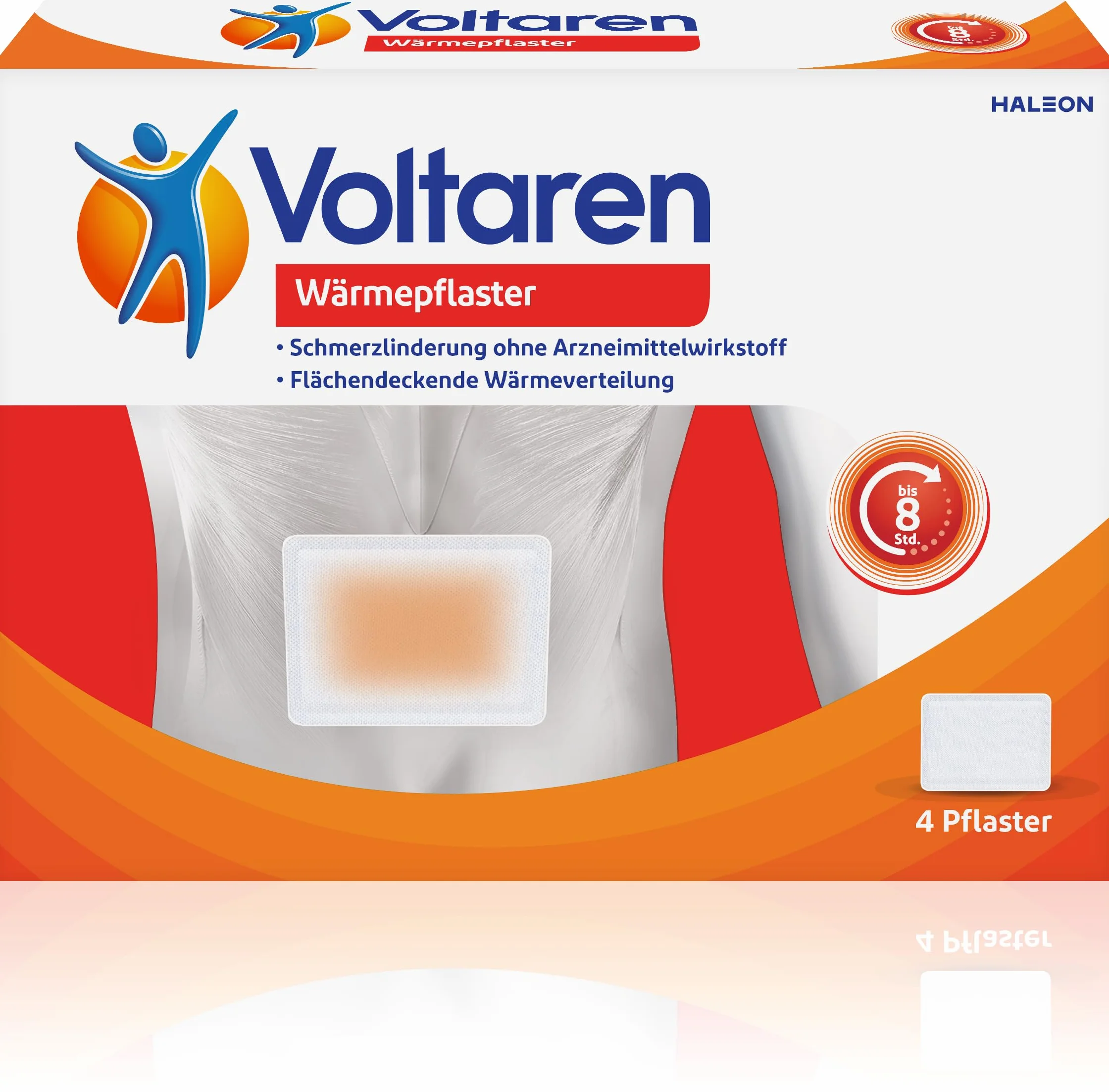 Voltaren Plaster rozgrzewający, bez substancji farmakologicznych, do długotrwałego łagodzenia bólu pleców, karku, ramion, 4 plastry