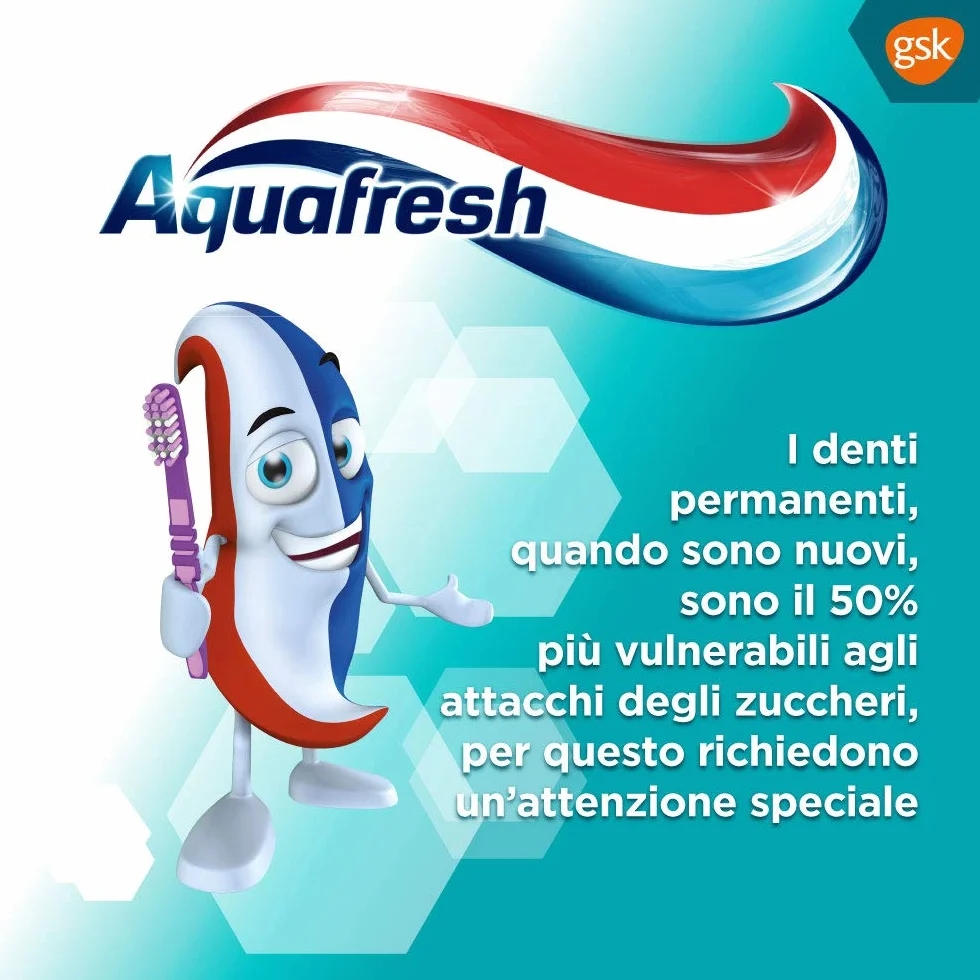 Aquafresh Junior Szczoteczka do zębów dla dzieci w wieku 6-12 lat, zęby mleczne i trwałe, miękkie włosie, skuteczne czyszczenie, elastyczna szyja, opakowanie 12 szt