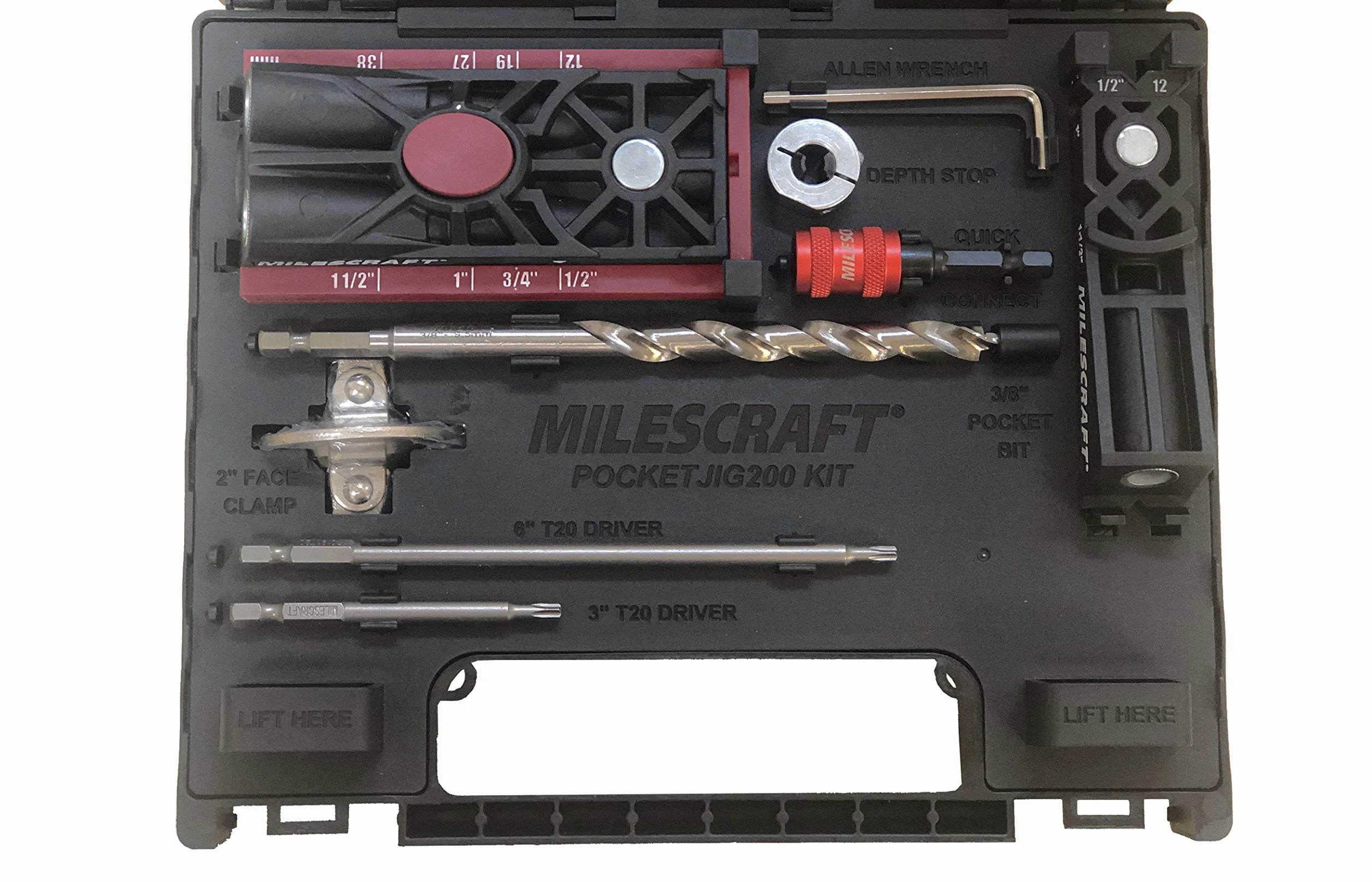 Milescraft 7336 kieszonkowy Jig 200XCJ zestaw otworów kieszonkowych z podwójnym otworem