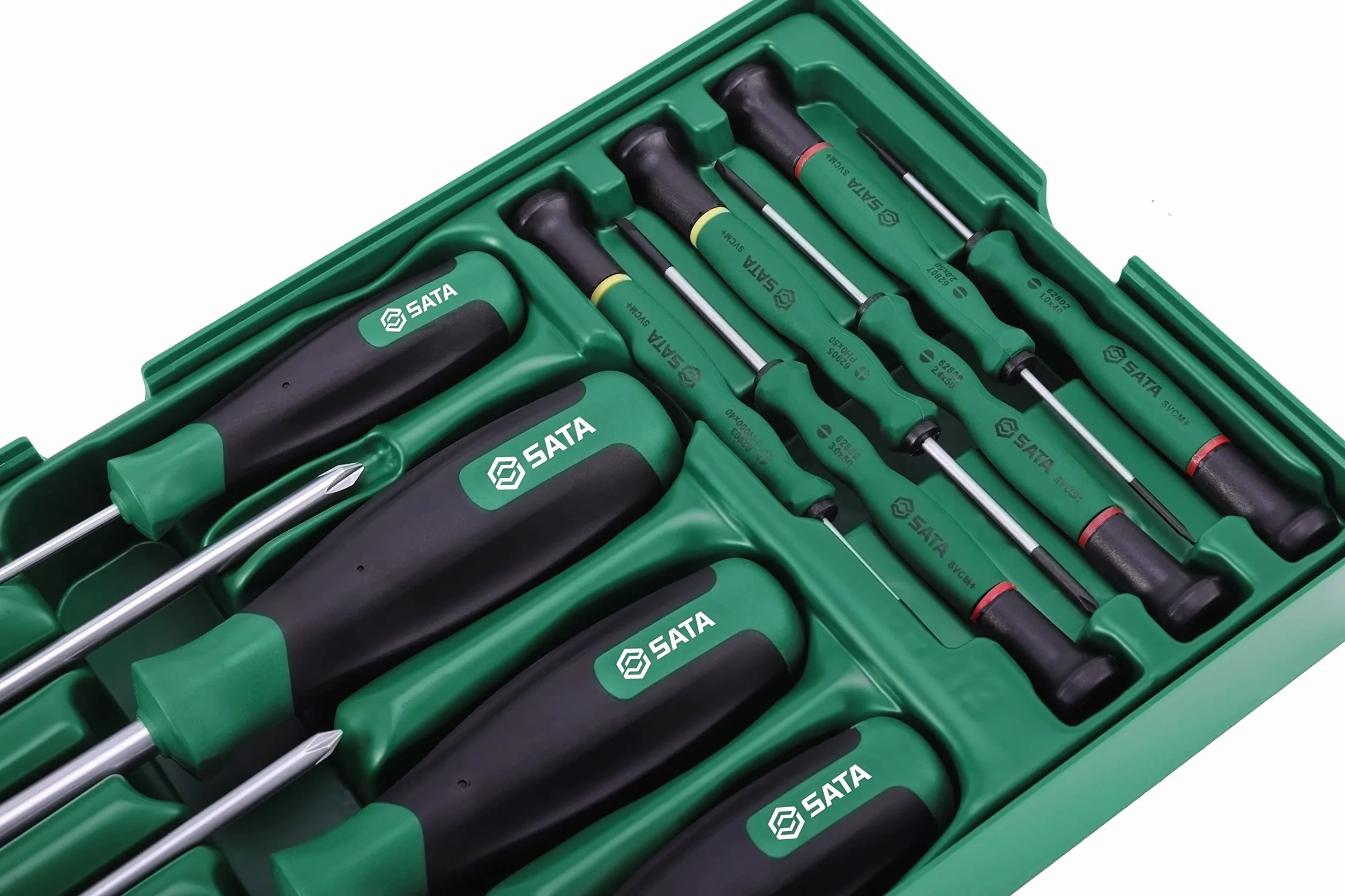 SATA ST09913SJ 13 sztuk zestaw wkrętaków płaskich, zielony