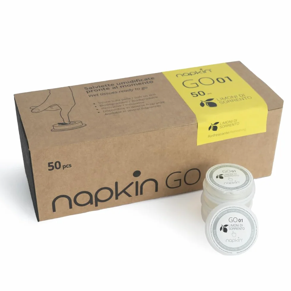 Napkin Go 01 Sorrento Lime cytryna chusteczki czyszczące kapsułka, wiskoza, białe, opakowanie 50 sztuk
