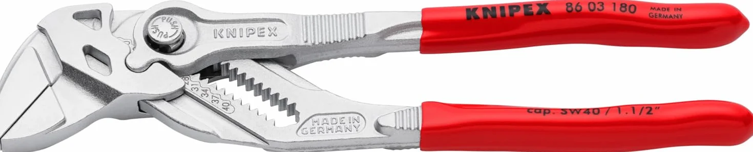 KNIPEX Szczypce-klucz szczypce i klucz w jednym narzędziu chromowany z tworzywa sztucznego, powlekane 180 mm, 86 03 180