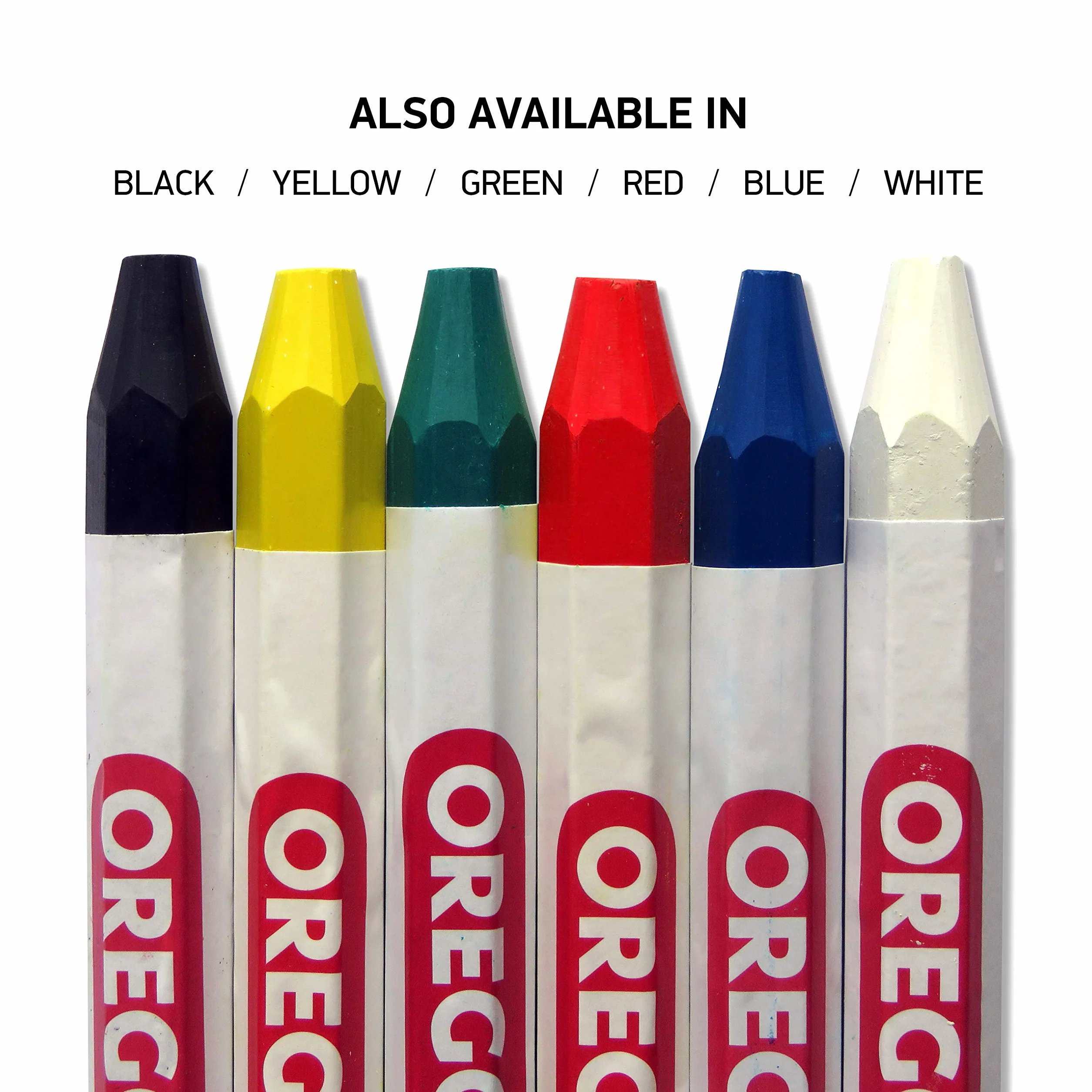 Oregon Multi Surface Marking Crayon, profesjonalne 6-stronne markery kredowe, pisanie na drewnie, metalu, kamieniu, betonie, płytkach, ceramice, tworzywie sztucznym, szkle i wielu innych, 12 sztuk,
