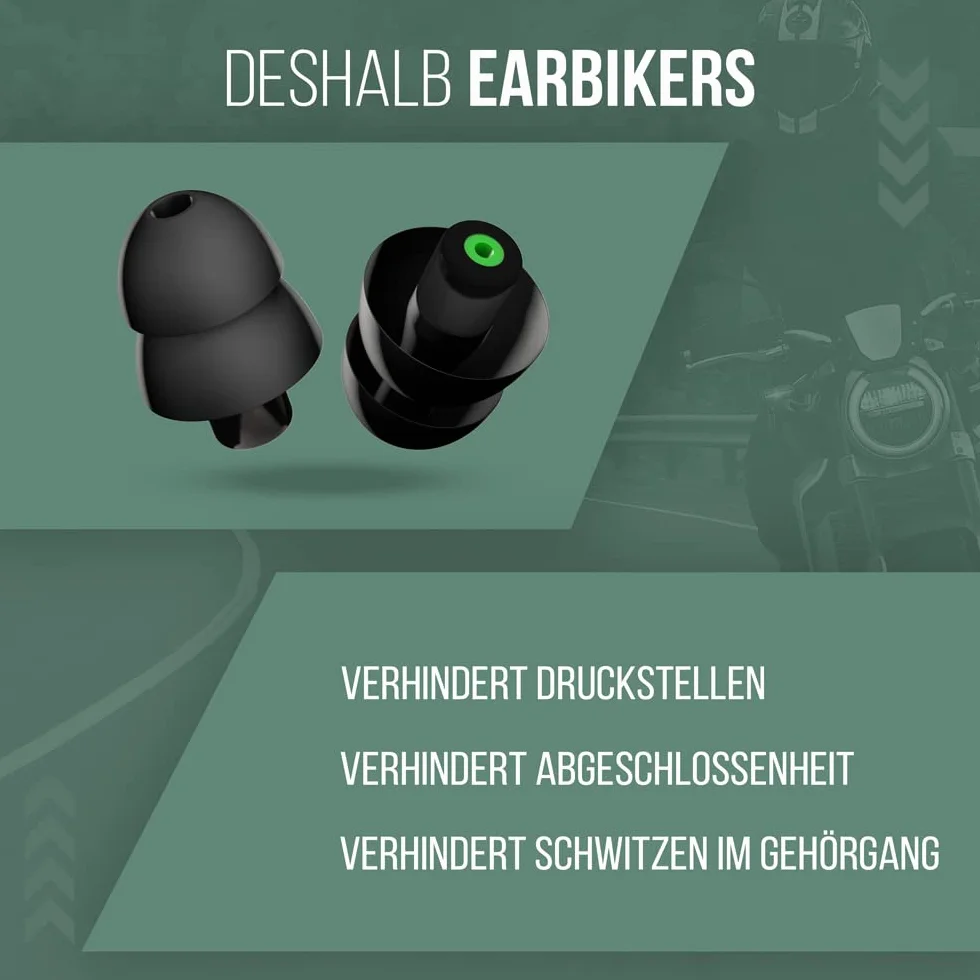 EarBikers Zatyczki do uszu motocyklowe wielokrotnego użytku ochrona słuchu