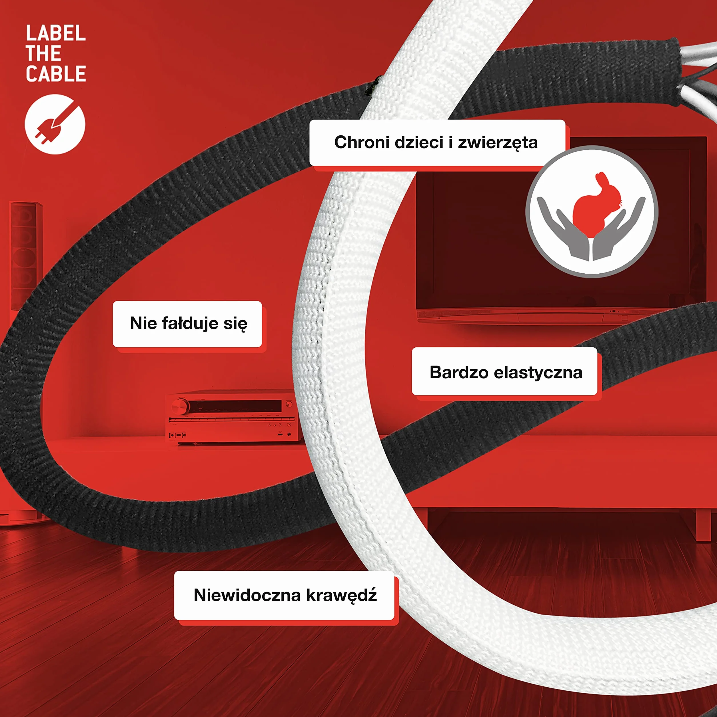 Maskownica na Kable Tuba na Kable Ochrona Kabli Kanał Kablowy Tkana Osłona Samozamykająca - Elastyczna Wytrzymała - LTC CABLE TUBE - 25 m - Biała - PRO 5120
