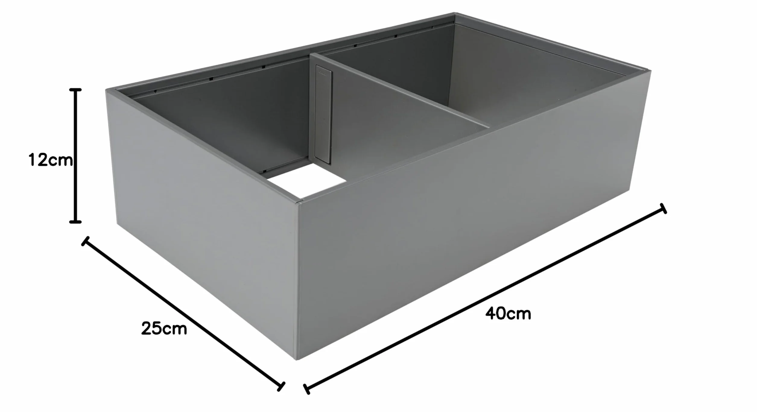 Blum AMBIA-LINE wkłady do szuflad kuchennych, rama przednia, szerokość 218 mm, długość 371 mm, wysokość 110 mm, z magnesem, szary Orion matowy, stal, 1 rama i 1 poprzeczka, organizer kuchenny