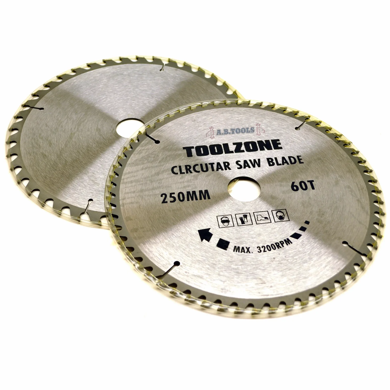 250 mm okrągłe brzeszczoty do piły tarczowej TCT 40 i 60 zębów z pierścieniami adapterowymi, 2 sztuki