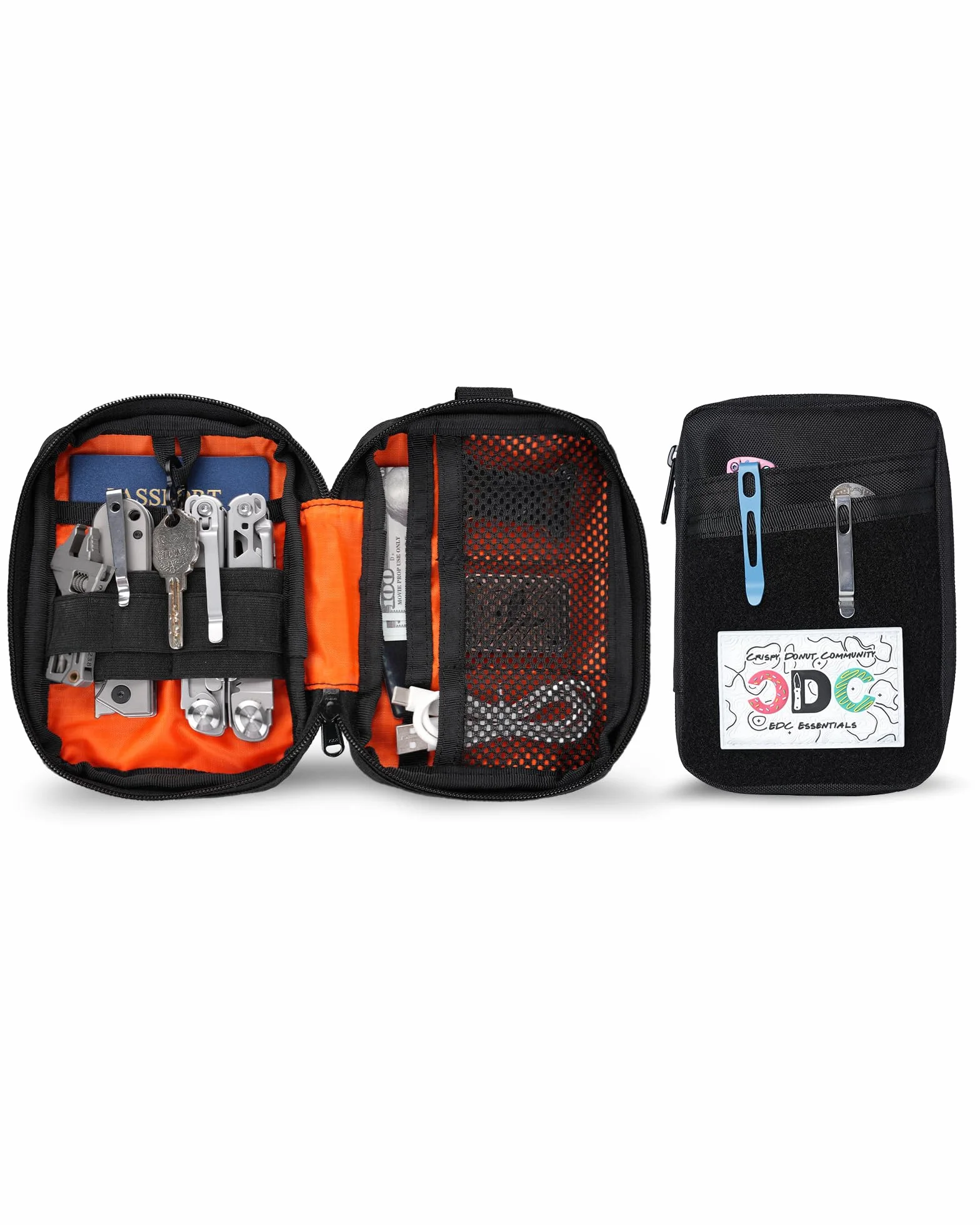 VIPERADE VE32 EDC woreczek z miejscem na naszywkę, organizer kieszonkowy Molle do codziennego noszenia, mała saszetka na pasek na multitool dla mężczyzn, Czarny, 6.29'' x 4.33'' x 1.18'', Etui